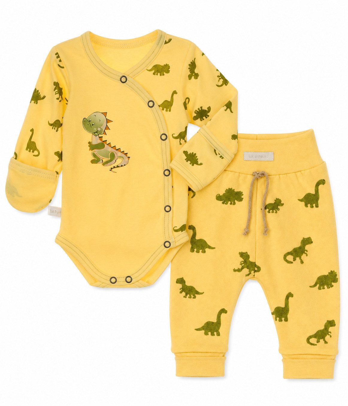 Body & Hose Baby Anzug Wickelbody mit Kratzschutz Mitwachshose neutral