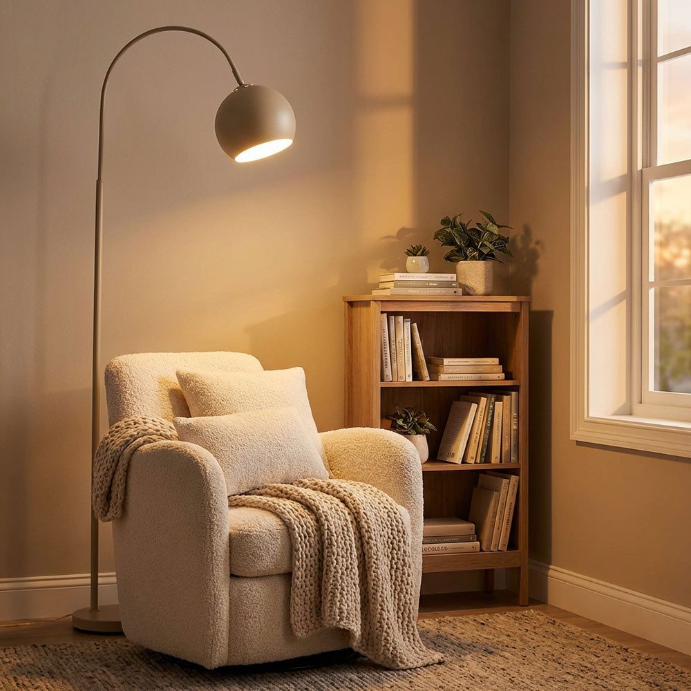 GLOBO LIGHTING Stehlampe, Leuchtmittel nicht inklusive, Stehleuchte Bogenlampe Standleuchte Kugel beweglich sandfarben E27