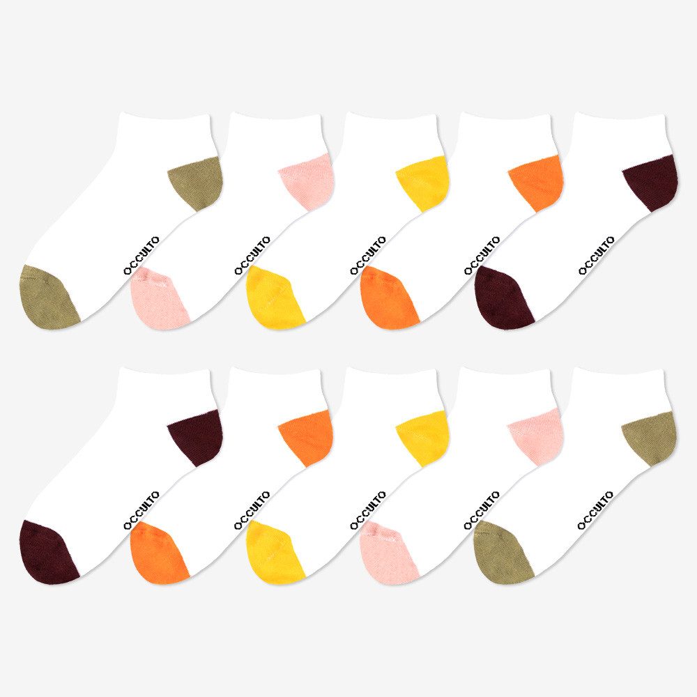 OCCULTO Sneakersocken Damen Muster Sneaker Socken 10er Pack (Modell: Maja) (10-Paar)