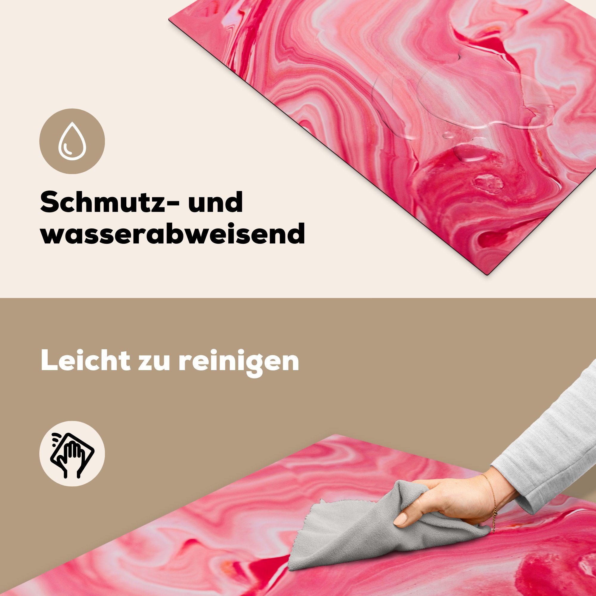 Vinyl, Schutz Achat Ceranfeldabdeckung Herdblende-/Abdeckplatte die - Rosa, Induktionskochfeld küche, für Marmor (1 tlg), - MuchoWow cm, 81x52