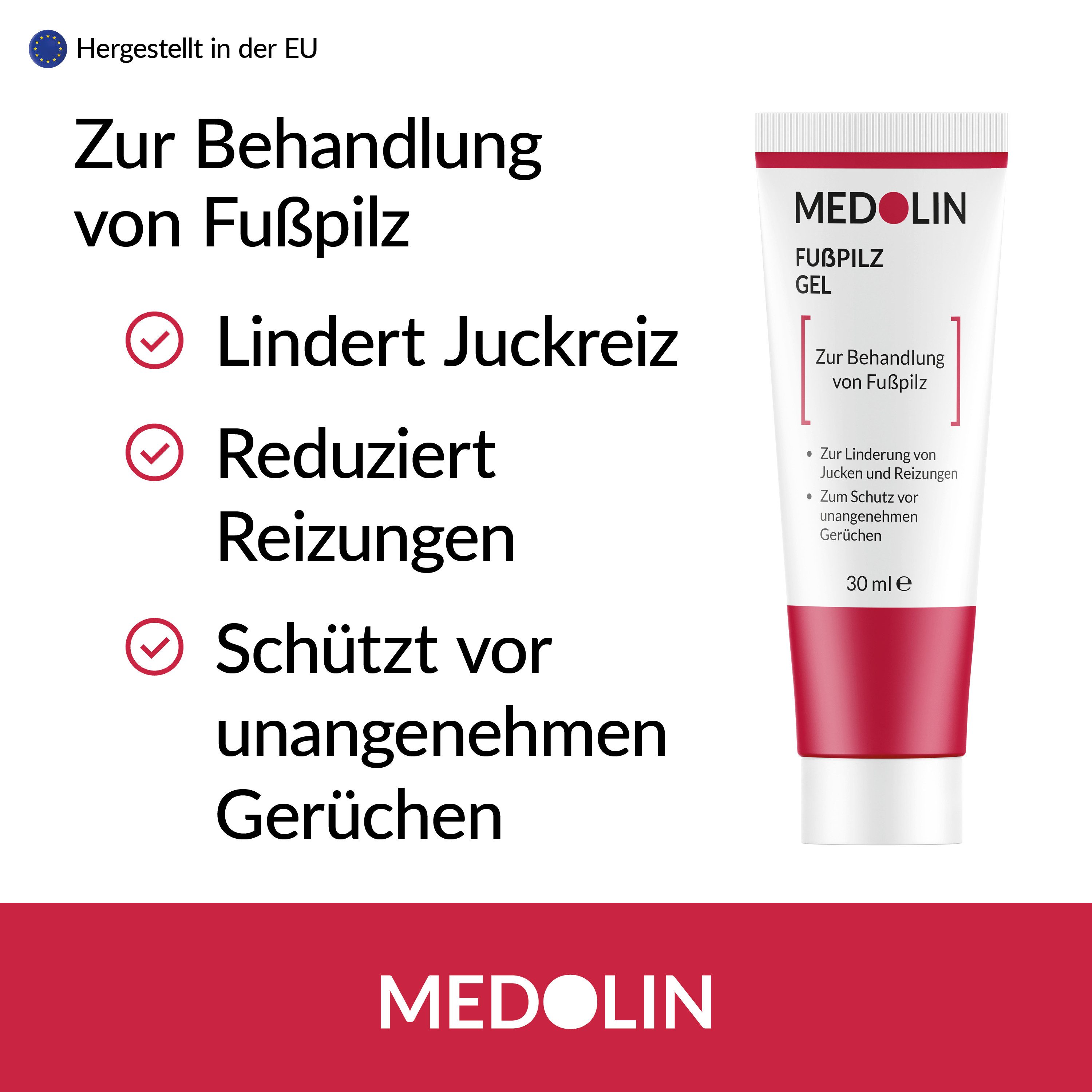 Medolin Fußpflegecreme Fußpilzgel - Fußpilz Behandlung - Effektive Fußpilz Creme, 1-tlg.