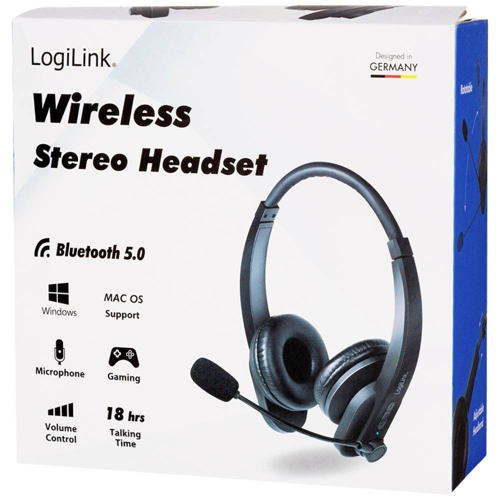 LogiLink Bluetooth Stereo Headset, Mikrofon BT0060 Kopfhörer