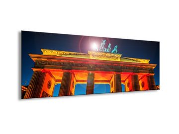 artissimo Glasbild Glasbild 80x30cm Bild aus Glas Berlin Brandenburger Tor, Städte: Berlin bei Nacht