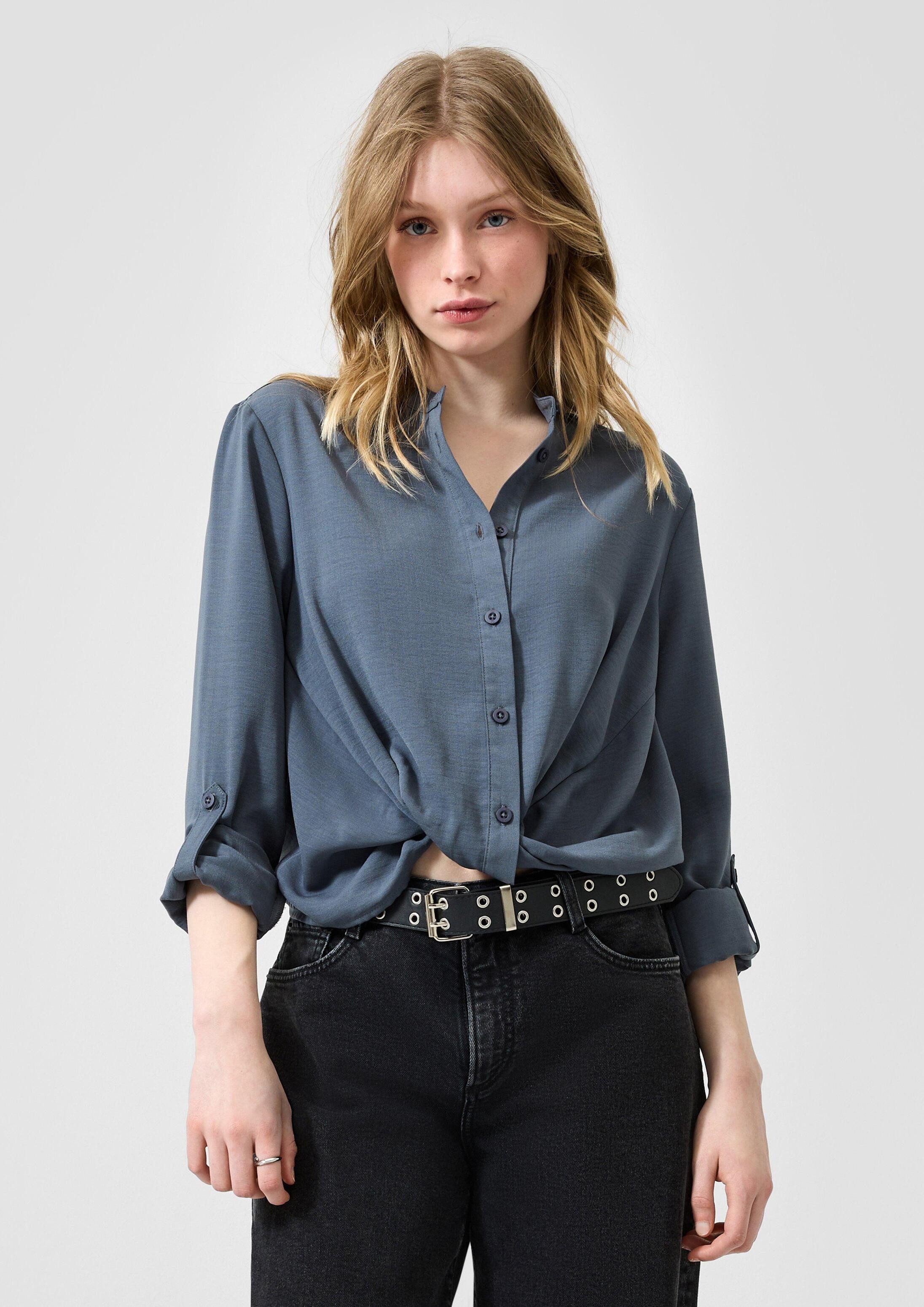 QS Langarmbluse Bluse Bluse mit fixiertem Knotendetail