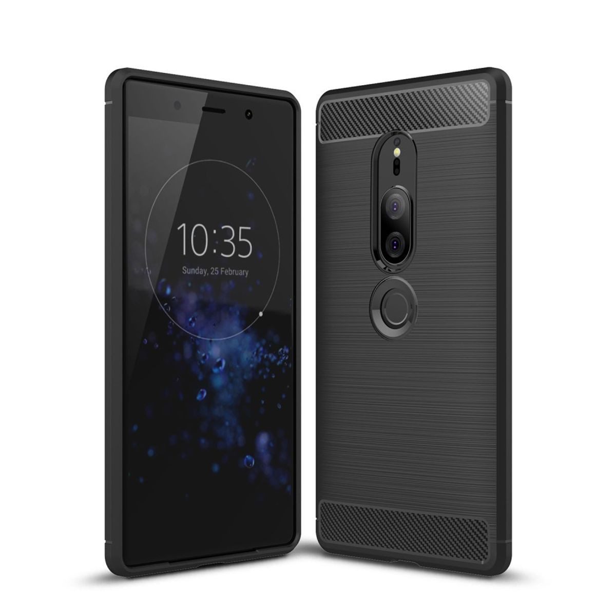 König Design Handyhülle Sony Xperia XZ2 Premium, Sony Xperia XZ2 Premium Handyhülle Carbon Optik Backcover Schwarz