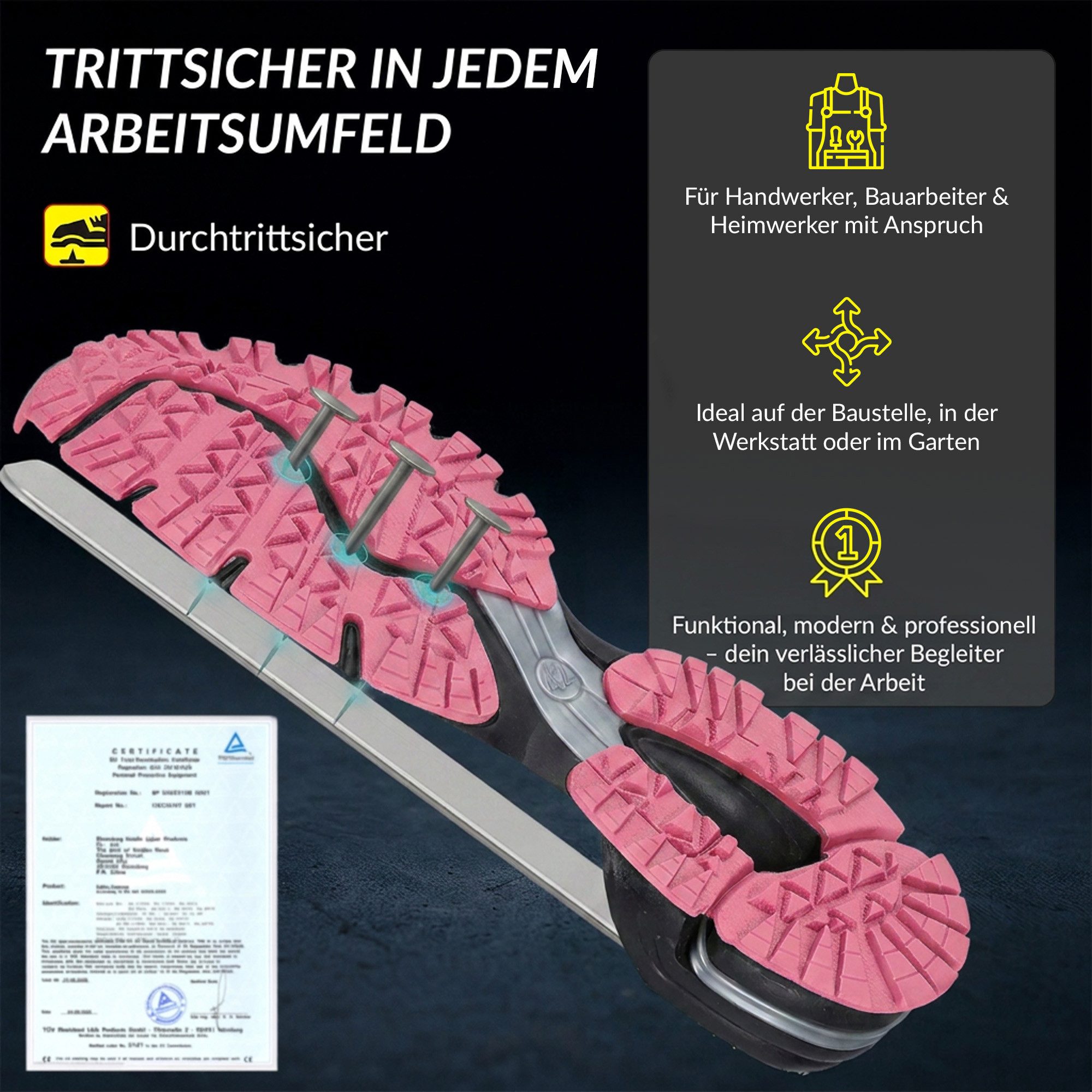 ELIWORX S1 PL Schuh mit Stahlkappe, Atmungsaktives Mesh - Arbeitsschuhe Damen Arbeitsschuh Durchtrittsichere Zwischensohle aus Kevlar, besonders rutschhemmend – Bild 3 von 5