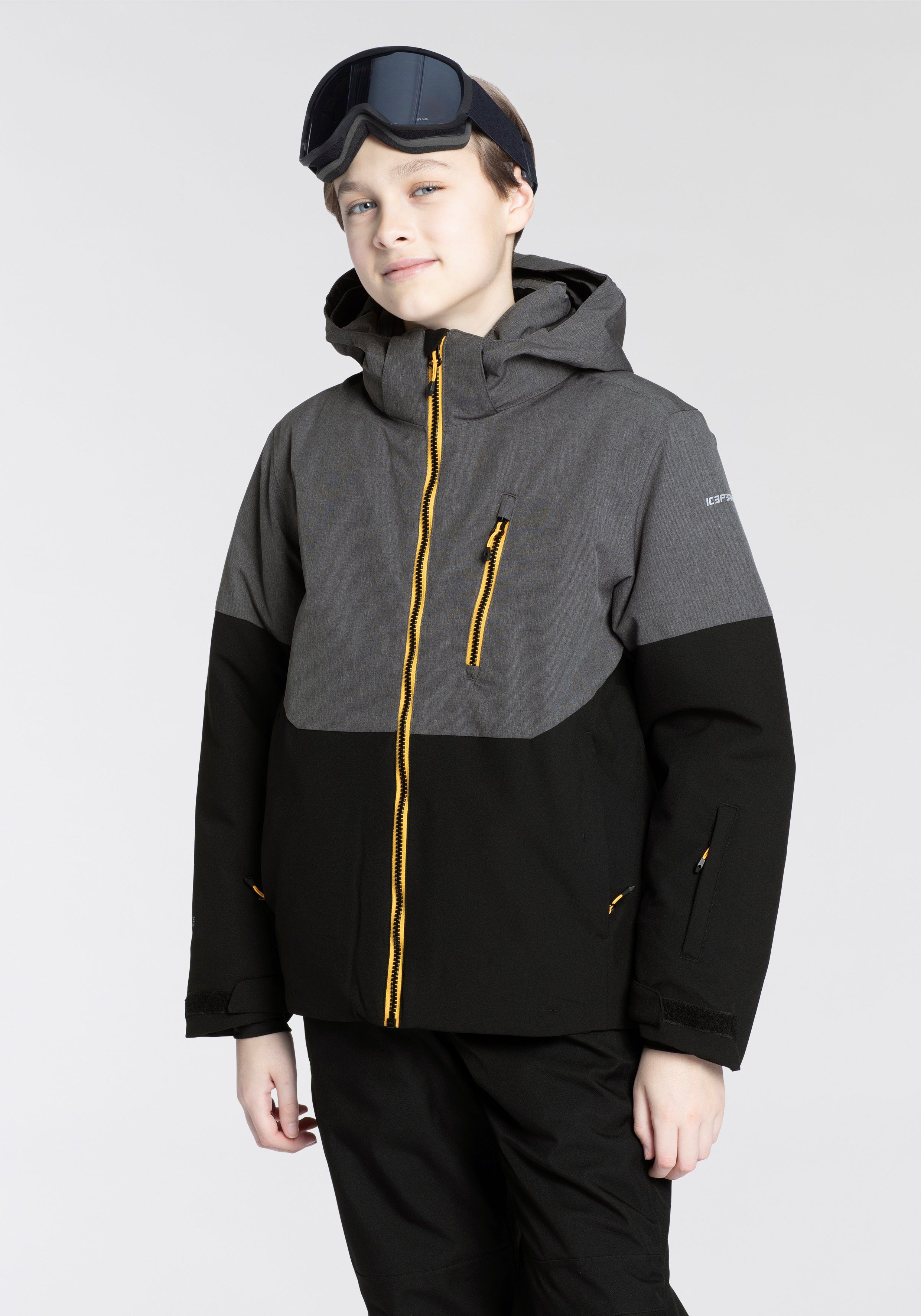 Kinder Icepeak Skijacke LANGDON Logoschriftzügen dezenten für - JR BLACK mit