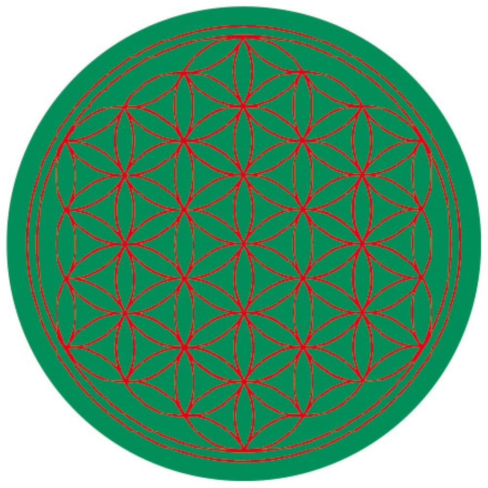 Saraswati Aufkleber Set – 4x4,5 Cm, Transparent Mit Blume Des Lebens & Regenbogen-Chakra