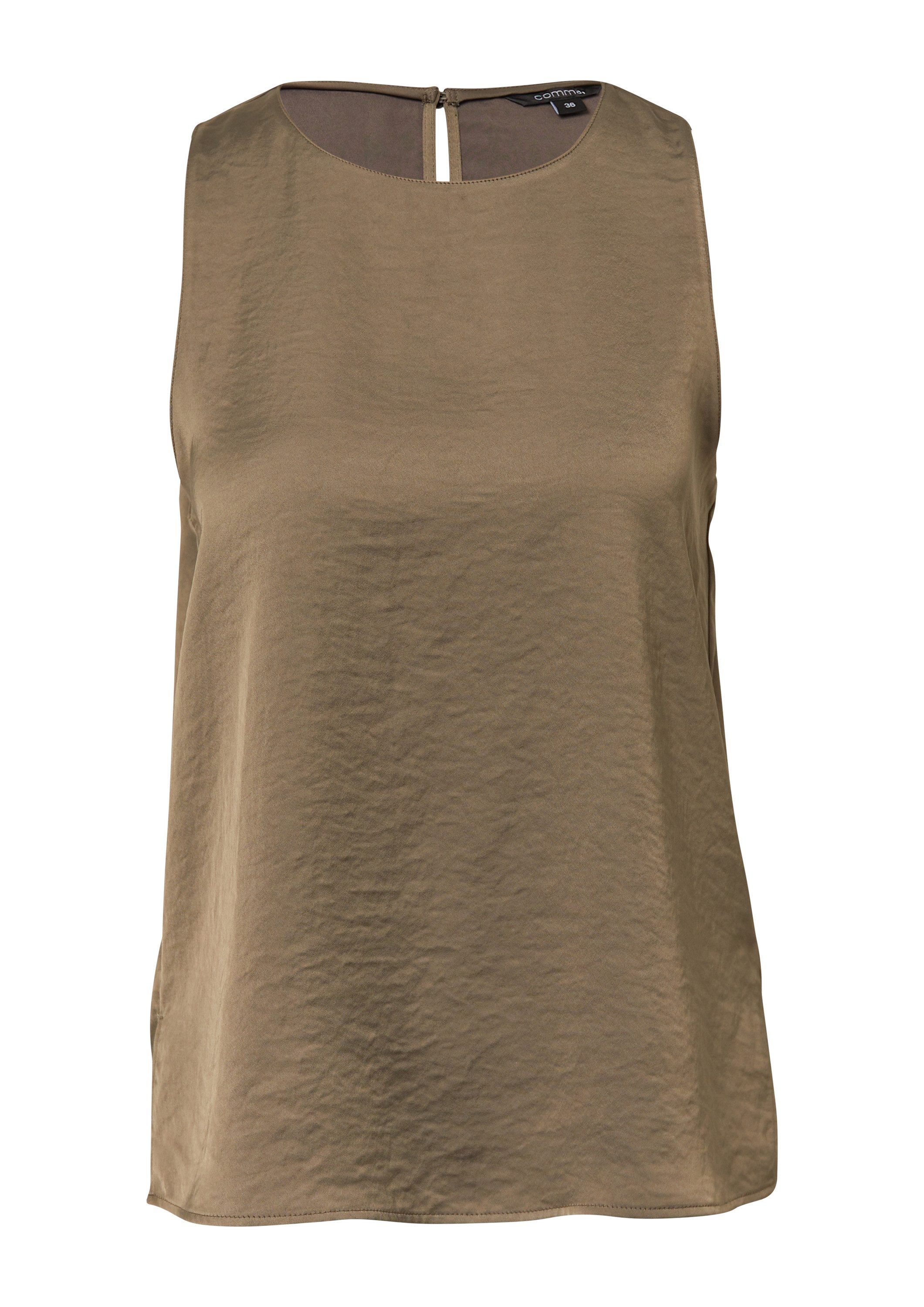 comma Blusentop Bluse Blusentop mit Struktur und geschlitztem Saum