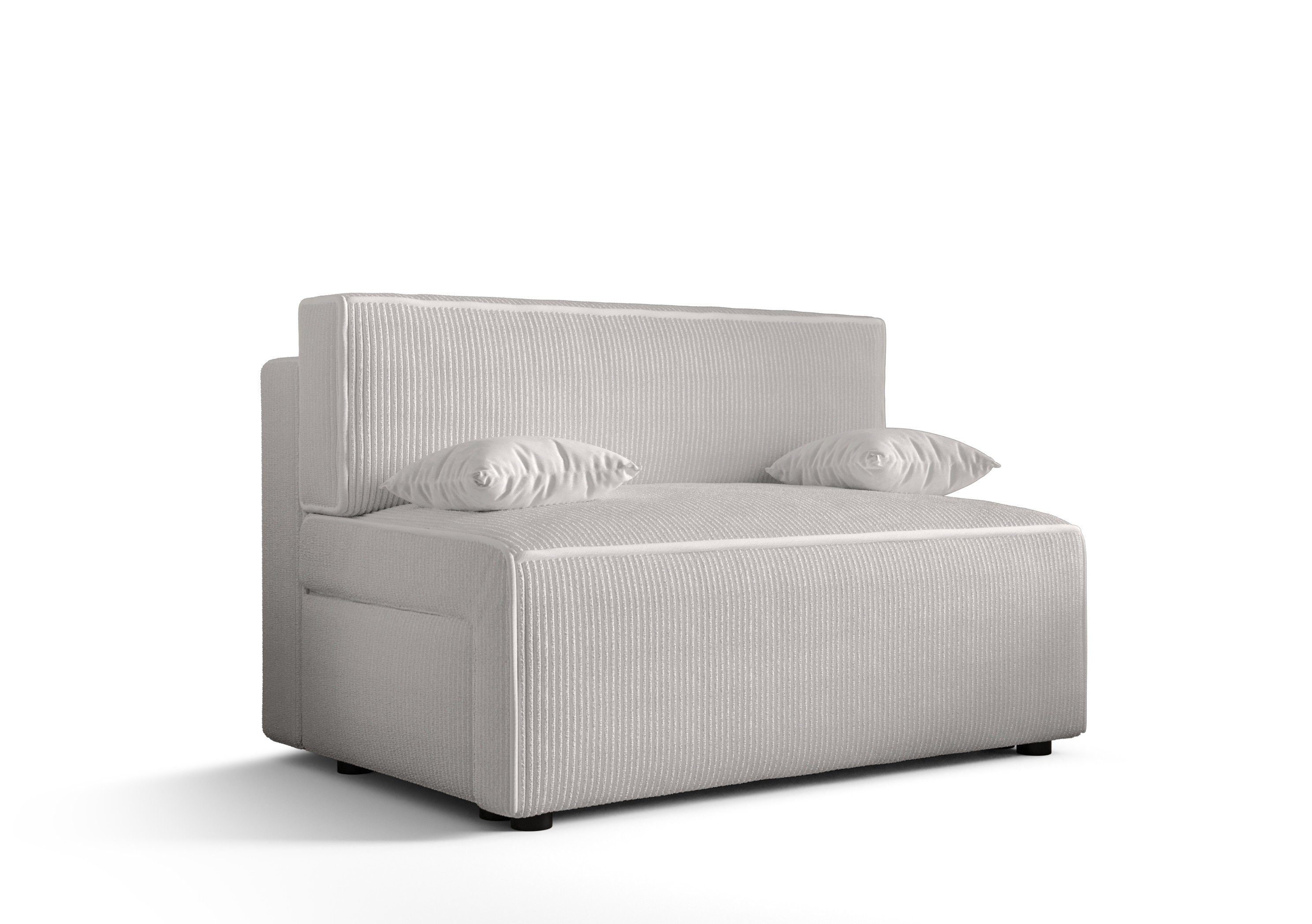 Weiß pressiode Sofa COUCH mit Schlaffunktion 131cm MIRA Schlafsofa, Bettkasten und