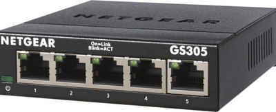 NETGEAR »GS305 Switch 5 Port Gigabit Ethernet LAN Switch (Plug-and-Play Netzwerk Switch, LAN Verteiler, Hub energieffizient, lüfterlos, robustes Metallgehäuse)« Netzwerk-Switch