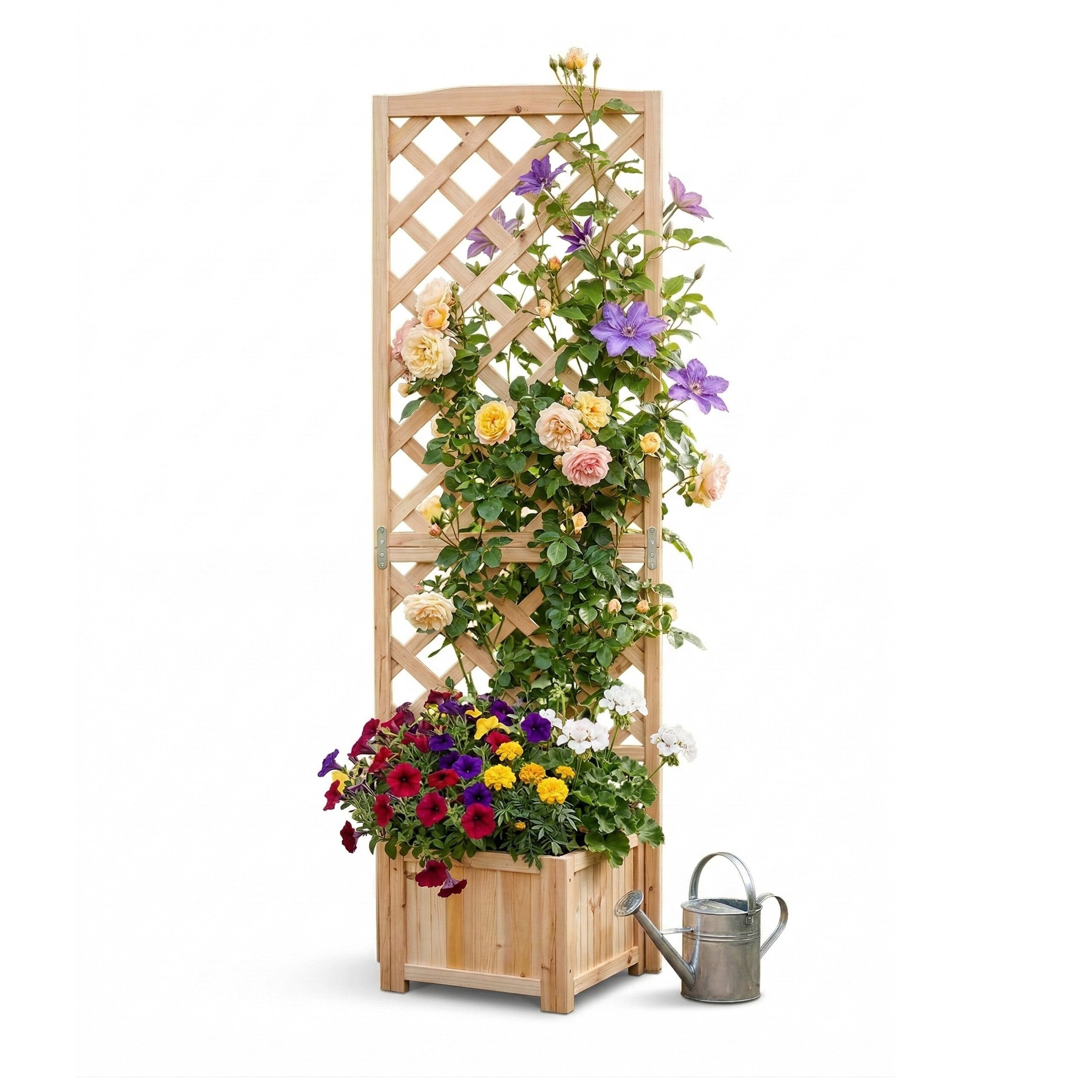 relaxdays Pflanzkübel Pflanzkasten mit Rankgitter 180 cm (1 St), natur