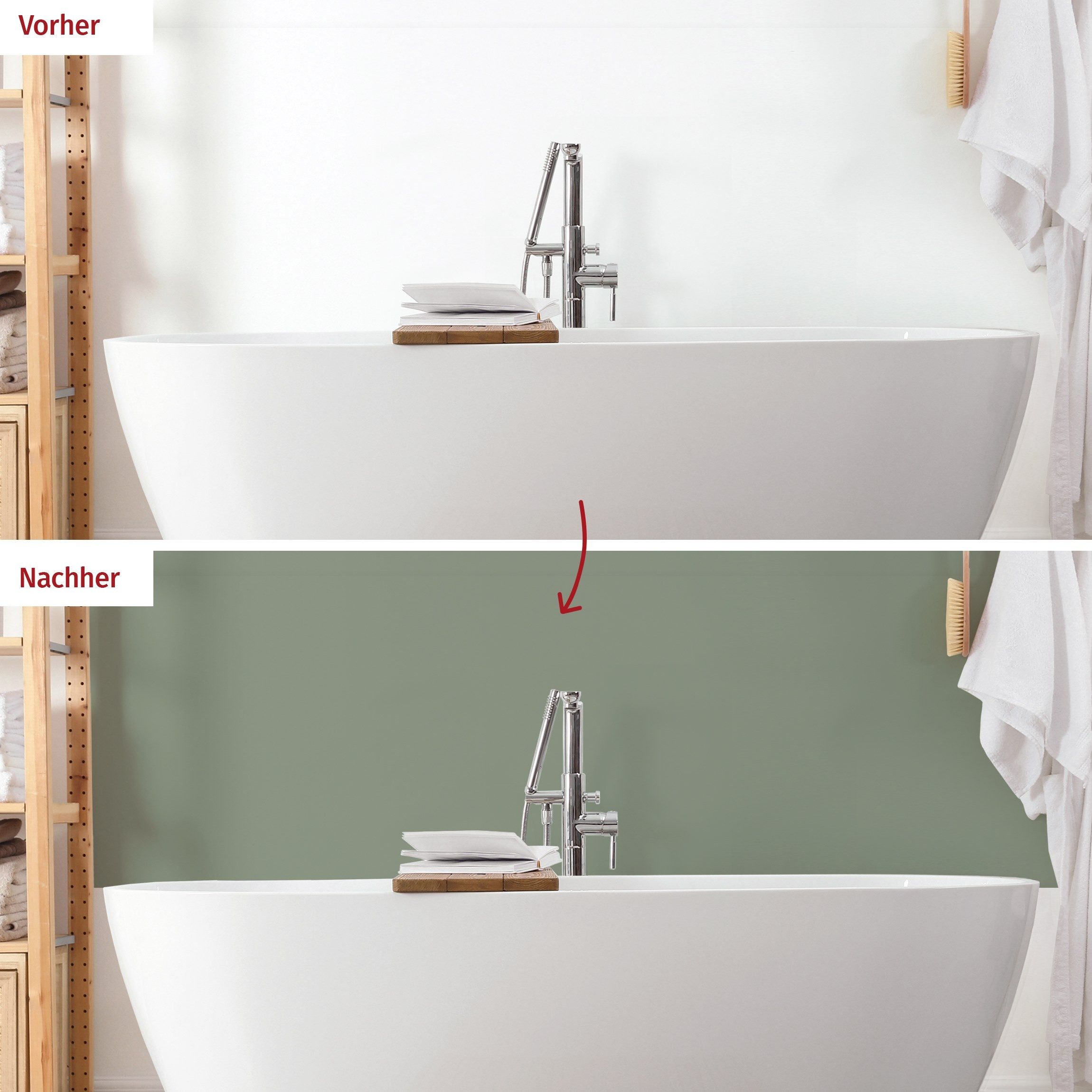 Bilderdepot24 Badrückwand grün fugenlose Wandverkleidung Bad Unifarben, (Hartfolie matt » Selbstklebend SMART 0,35 mm), wasserfestes Wandpaneel Sane Sage