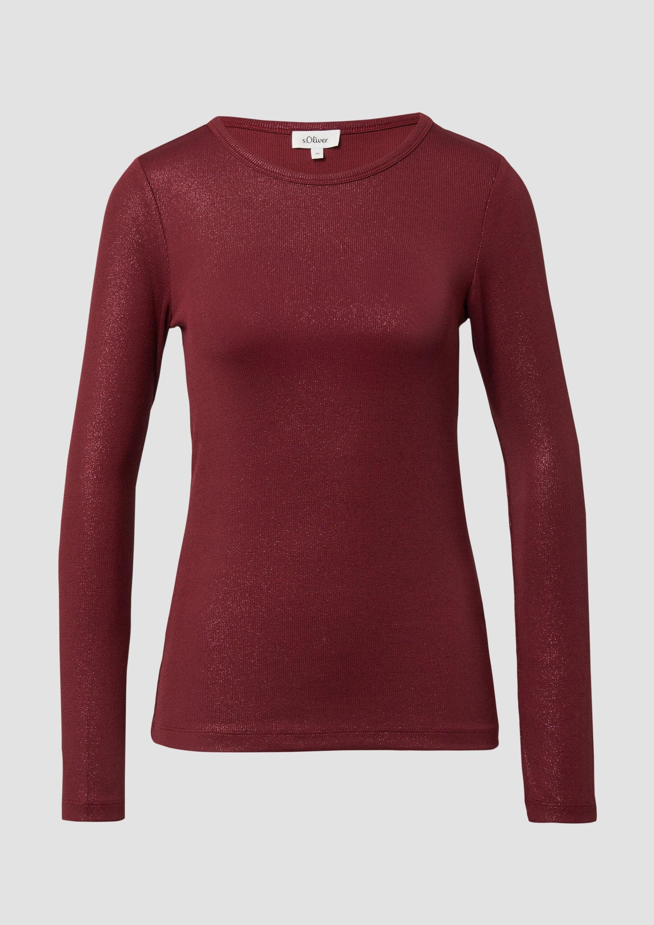 s.Oliver Langarmshirt T-Shirt Ripp-Shirt mit Glitzer-Effekt