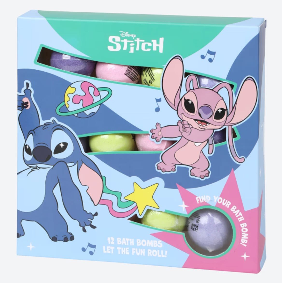 Disney Badekugel Stitch Sprudelbadekugeln Set 12 x 30 g, 12-tlg.