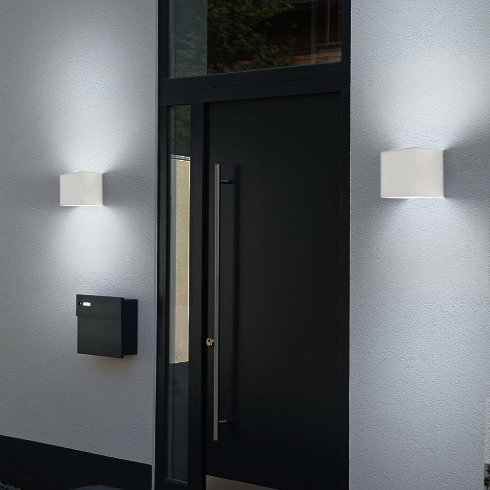 LED verbaut, Strahler fest etc-shop Außen-Wandleuchte, weiß 4x Wandlampen Up&Down Terrassenleuchten Neutralweiß, verstellbar LED-Leuchtmittel