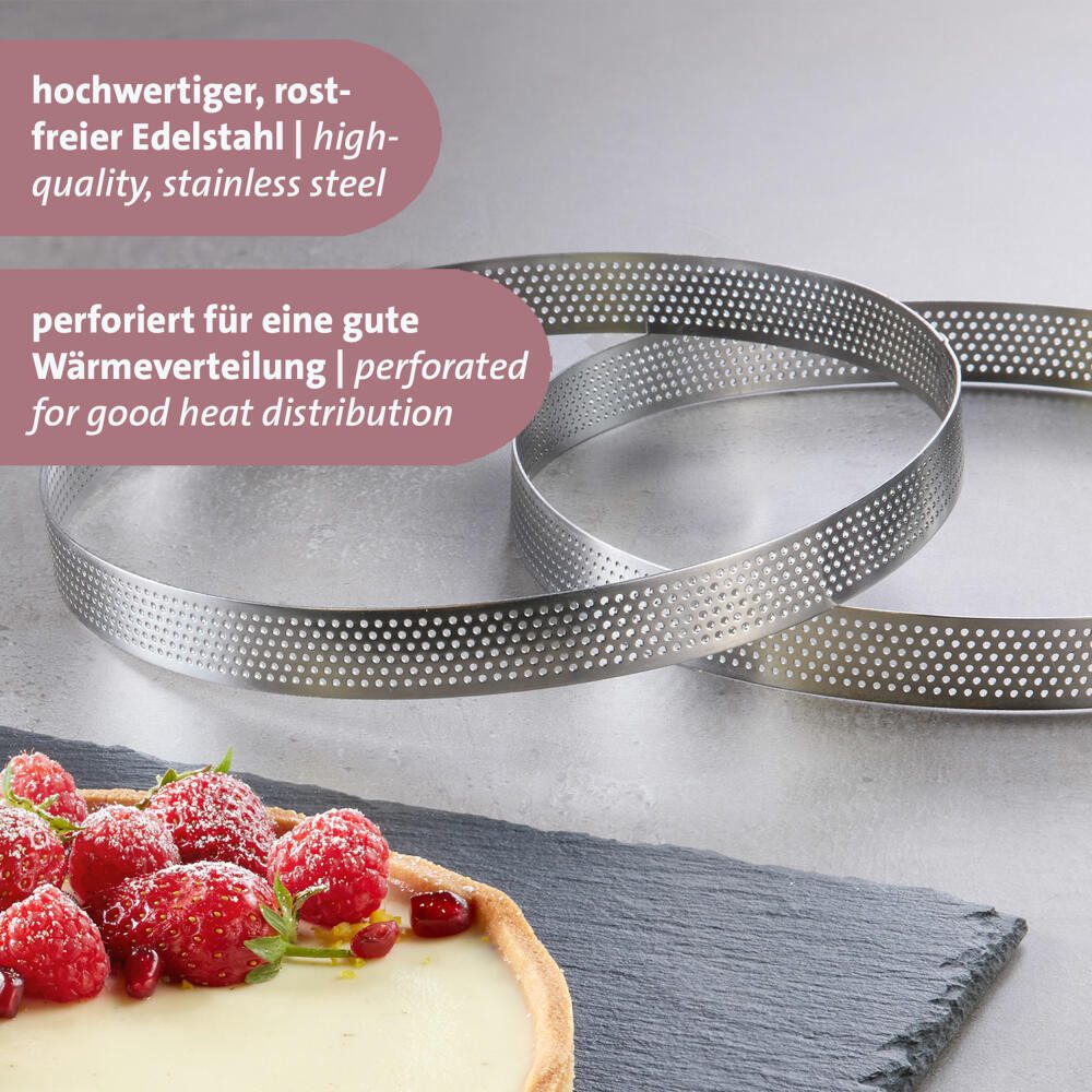 WESTMARK Tarteform Tarte-Rahmen – Perfekte Tarte- und Quicheformen, Ø 20 cm, gleichmäßige Wärmeverteilung, rostfreier Edelstahl, ofenfest
