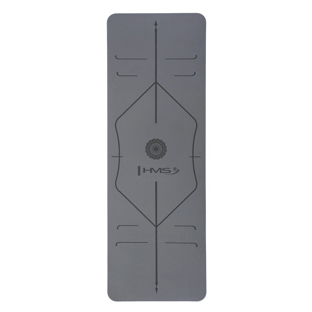 HMS Yogamatte Sportmatte Trainingsmatte Fitnessunterlage (Spar-Set, 1-St., 182 x 61 x 1 cm weich), TPE doppellagig, rutschfest, wasserfest, Hülle + Gurt