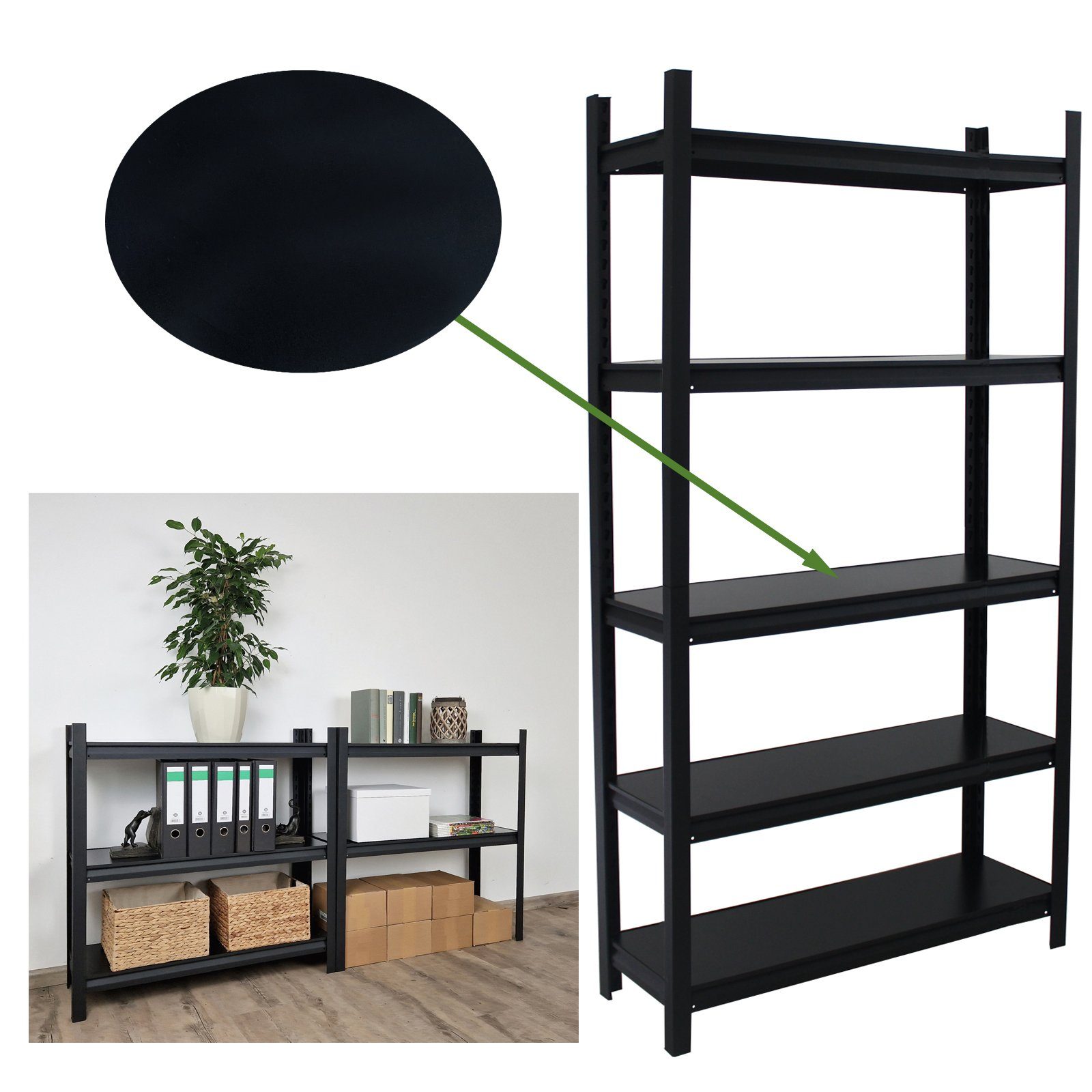 TRUTZHOLM Steckregal Wohnzimmerregal 180x90x40cm Stahl Traglast günstig online kaufen