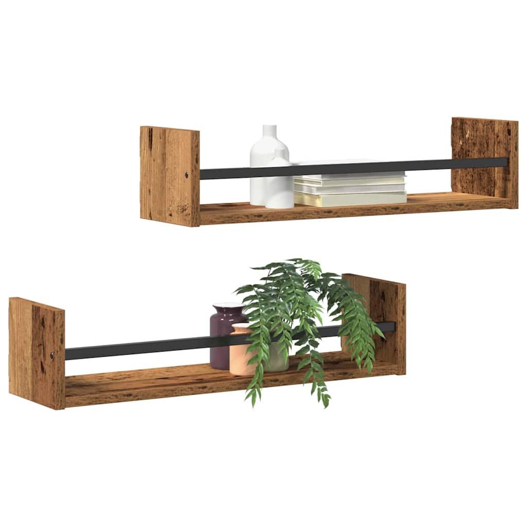 vidaXL Regal Wandregal Wandmontiert 2 pcs Altholz 60 x 16 x 14 cm, 2-tlg. günstig online kaufen