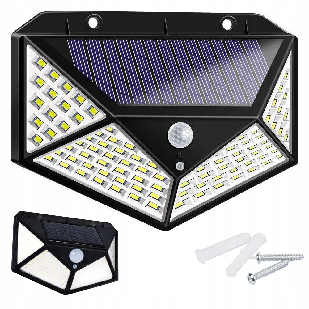 LED Solarleuchte 100 LED Solarleuchte Bewegungsmelder Außen Solarstrahler 600lm