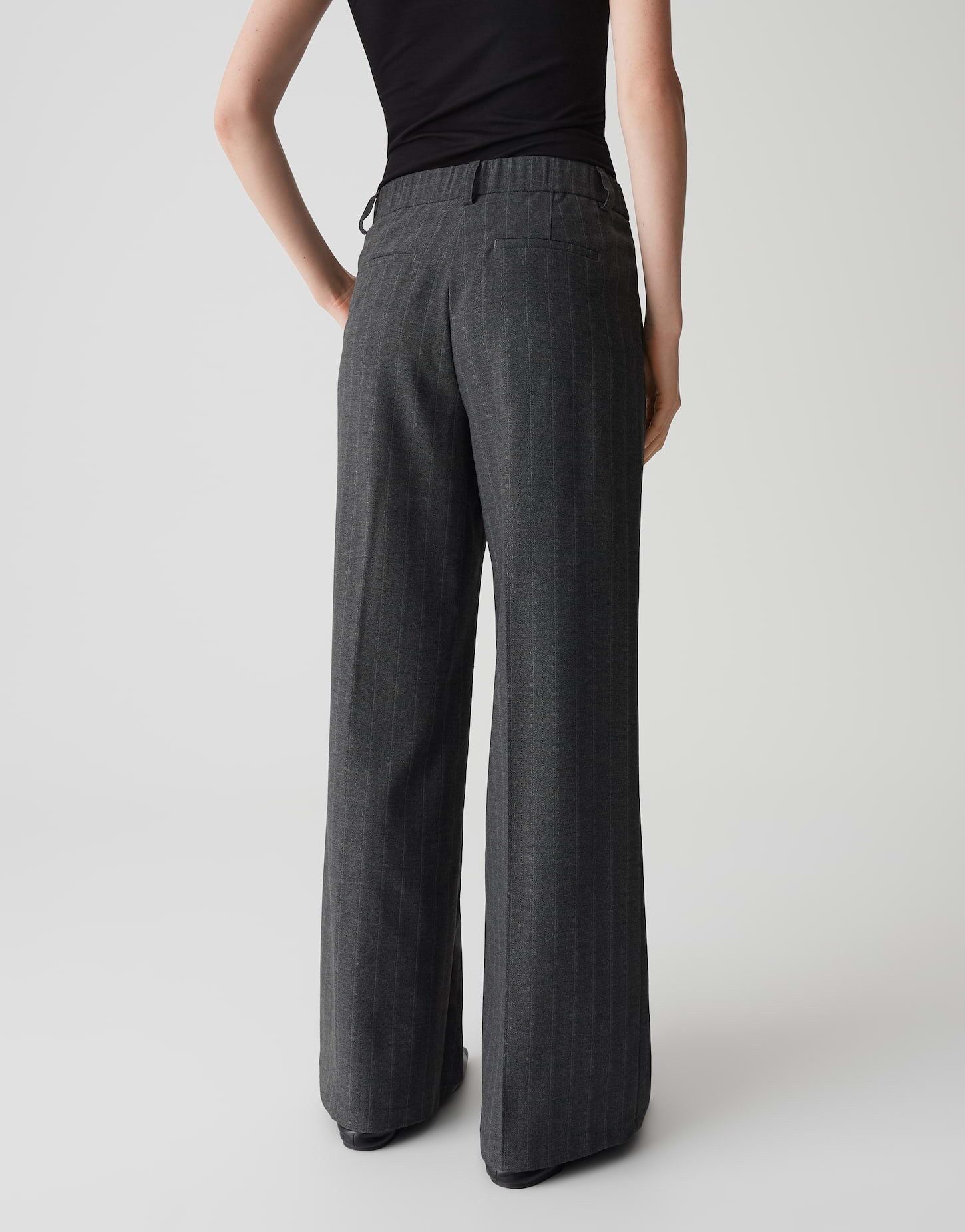 OPUS PANTS Stoffhose MOIRA BLAZE mit Nadelstreifen Mid Rise, Long, Wide Leg