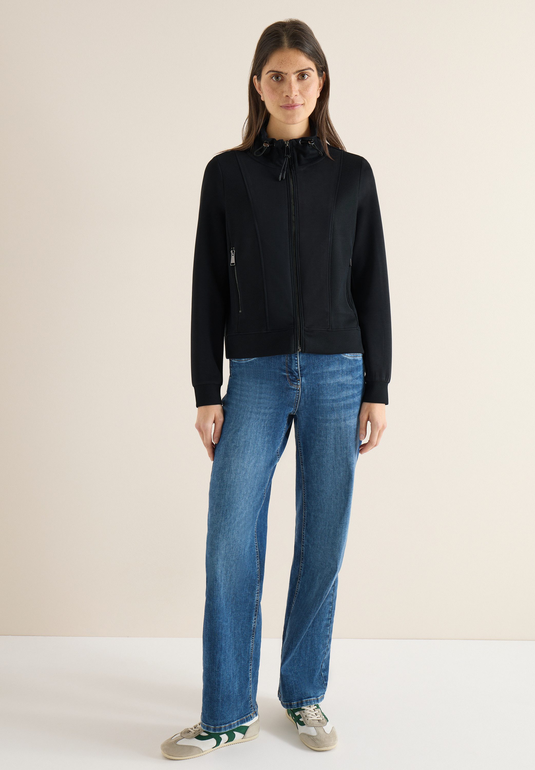 CECIL Sweatjacke mit Tunnelzugband am Kragen