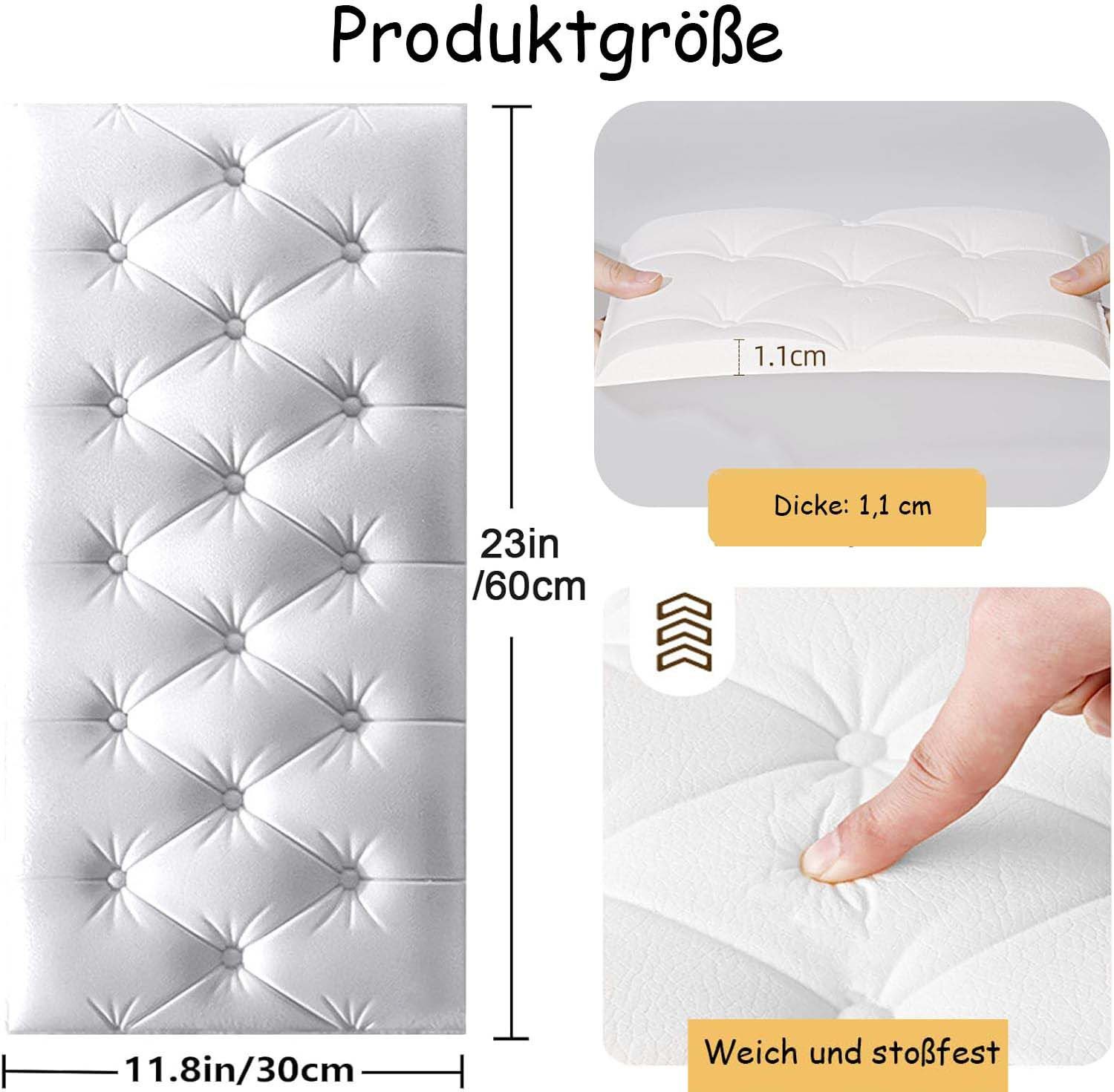 Agger 3D Wandpaneel 5er-Set selbstklebende 3D-Diamant-Schaumstoff-Wandpaneele – Bild 3 von 5