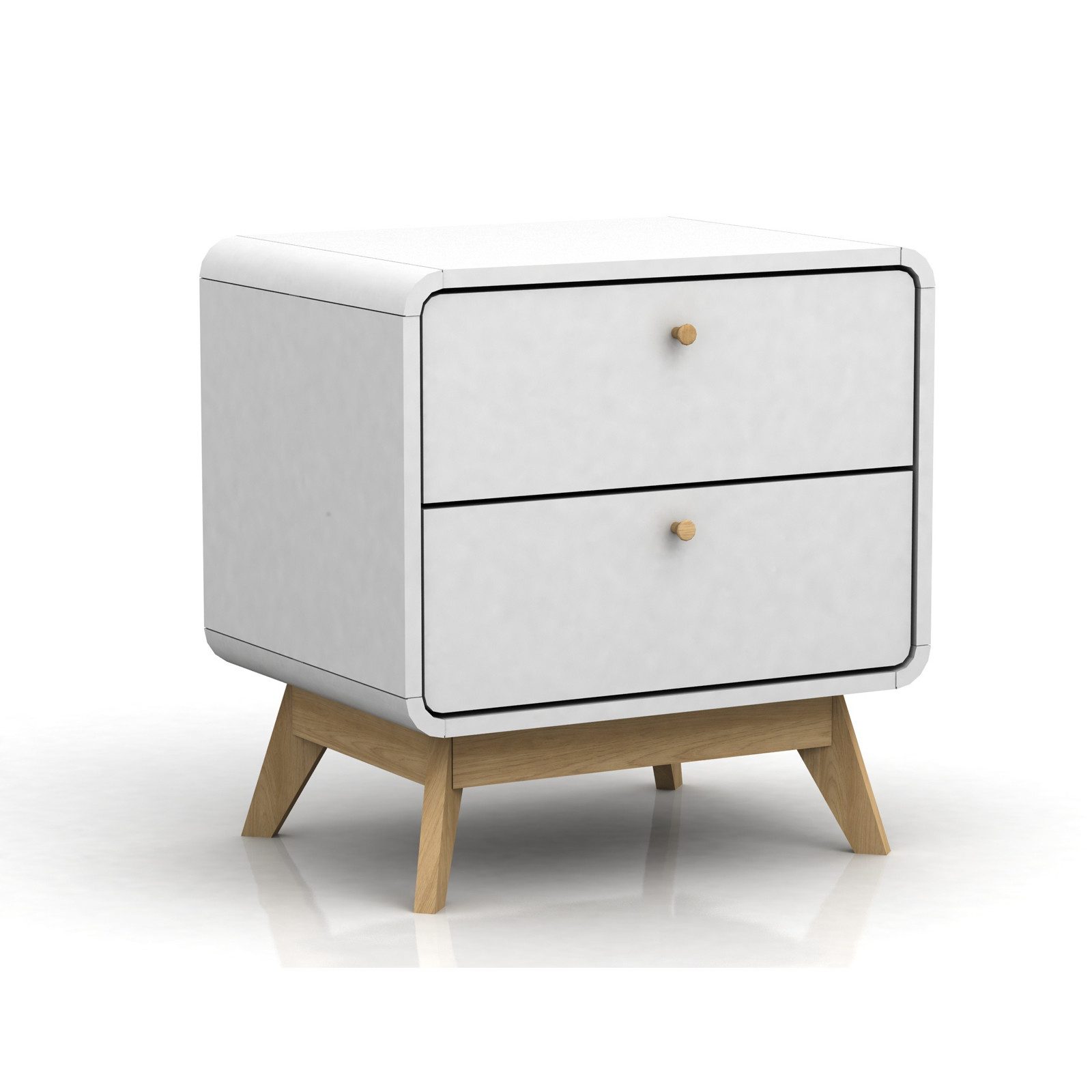 loft24 Nachtschrank Caitlin Nachttisch mit 2 Schubladen, MDF, Skandinavisches Design