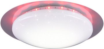 TRIO Leuchten LED Deckenleuchte Joleen, Dimmer, getrennt schaltbar, mehrere Helligkeitsstufen, LED fest integriert, Farbwechsler, Ø 35 cm mit RGB Backlight, Starlight-Effekt, inkl. Fernbed., Dimmer