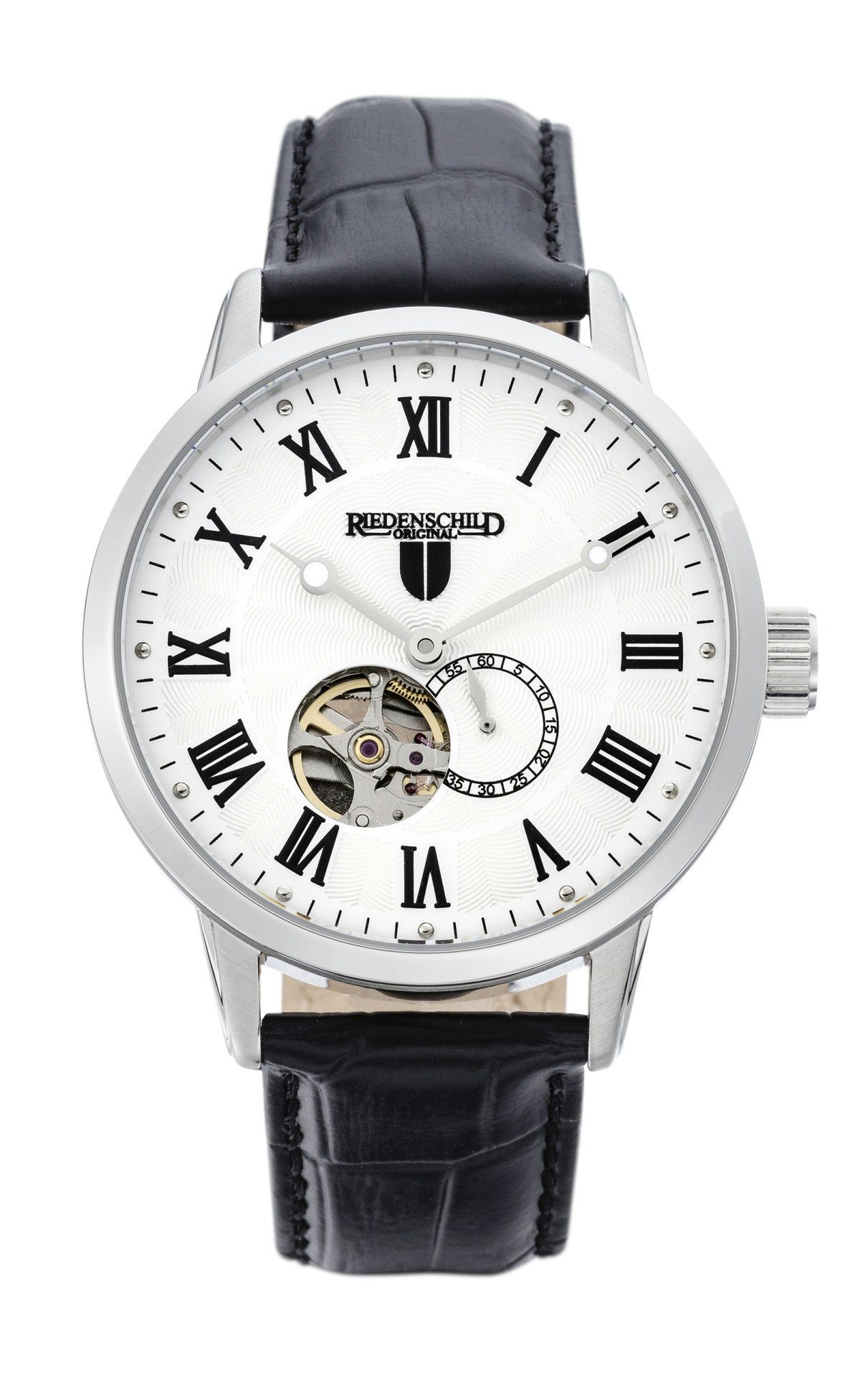 Automatikuhr RS7601-01 Herrenuhr Open Heart Lederband Schwarz 42 mm