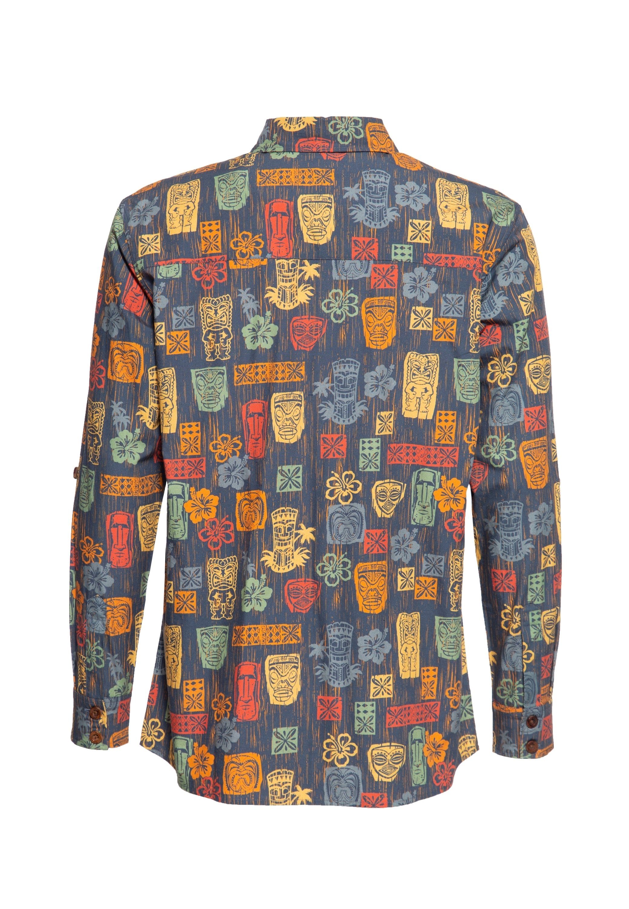 KingKerosin Kurzarmhemd Tiki's mit Tiki-Motiven & aus Bio-Baumwolle günstig online kaufen