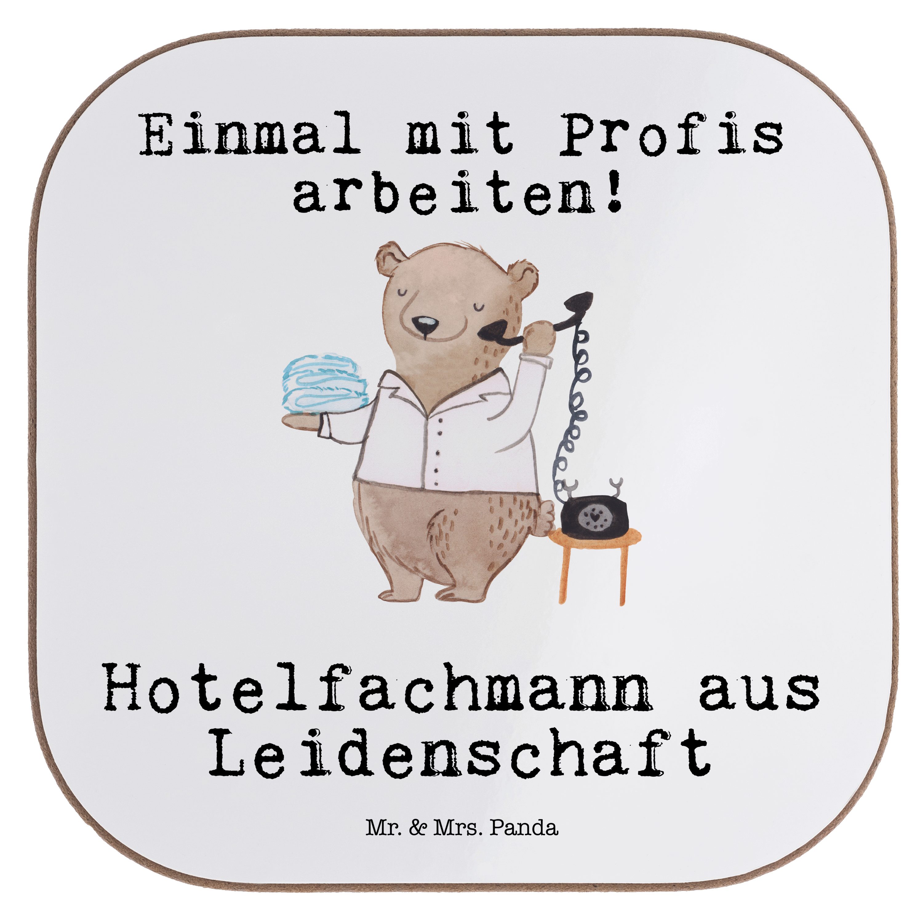 1-tlg. Hotelfachmann & Panda Leidenschaft Mr. - aus Geschenk, Mrs. Getränkeuntersetzer - Getränkeuntersetzer, Weiß