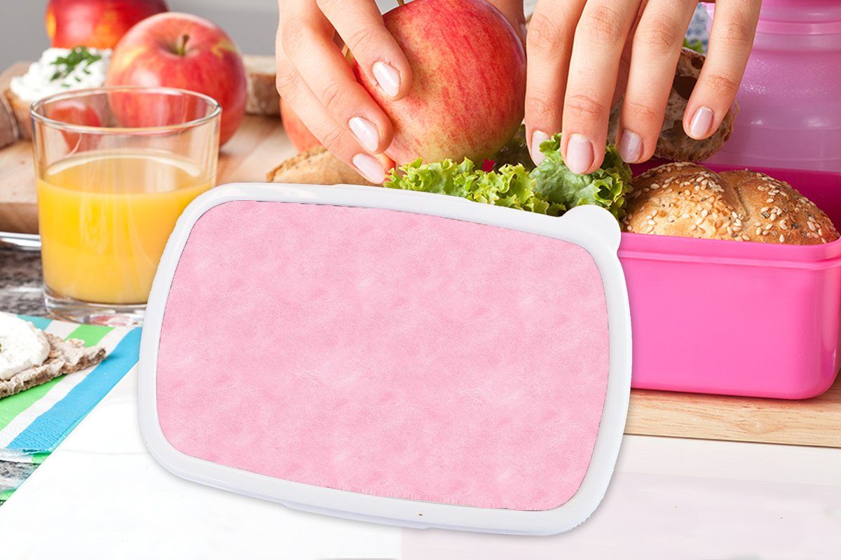 MuchoWow Lunchbox - - Erwachsene, Leder Kunststoff Kinder, Brotbox Kunststoff, Brotdose Tiere, für Mädchen, Snackbox, rosa Textur (2-tlg)