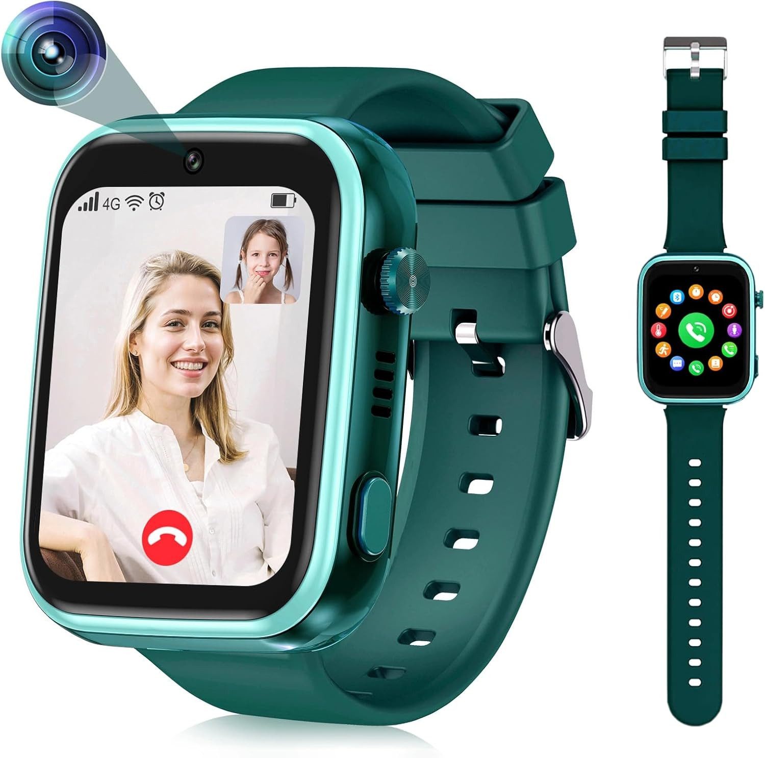 OKYUK Smartwatch (2,5 cm, sim-karte), 4G SMARTWATCH FÜR KINDER MIT VIDEOANRUFEN