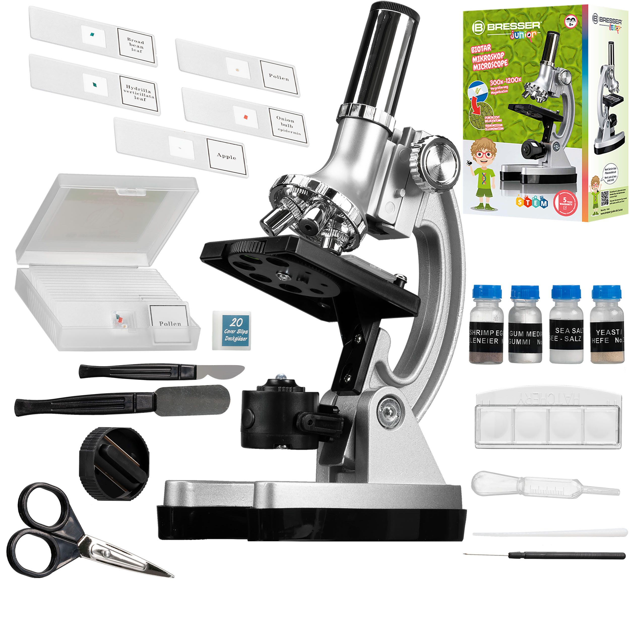 BRESSER JUNIOR Biotar 300x-1200x Set Mikroskop (ohne Koffer) Kindermikroskop
