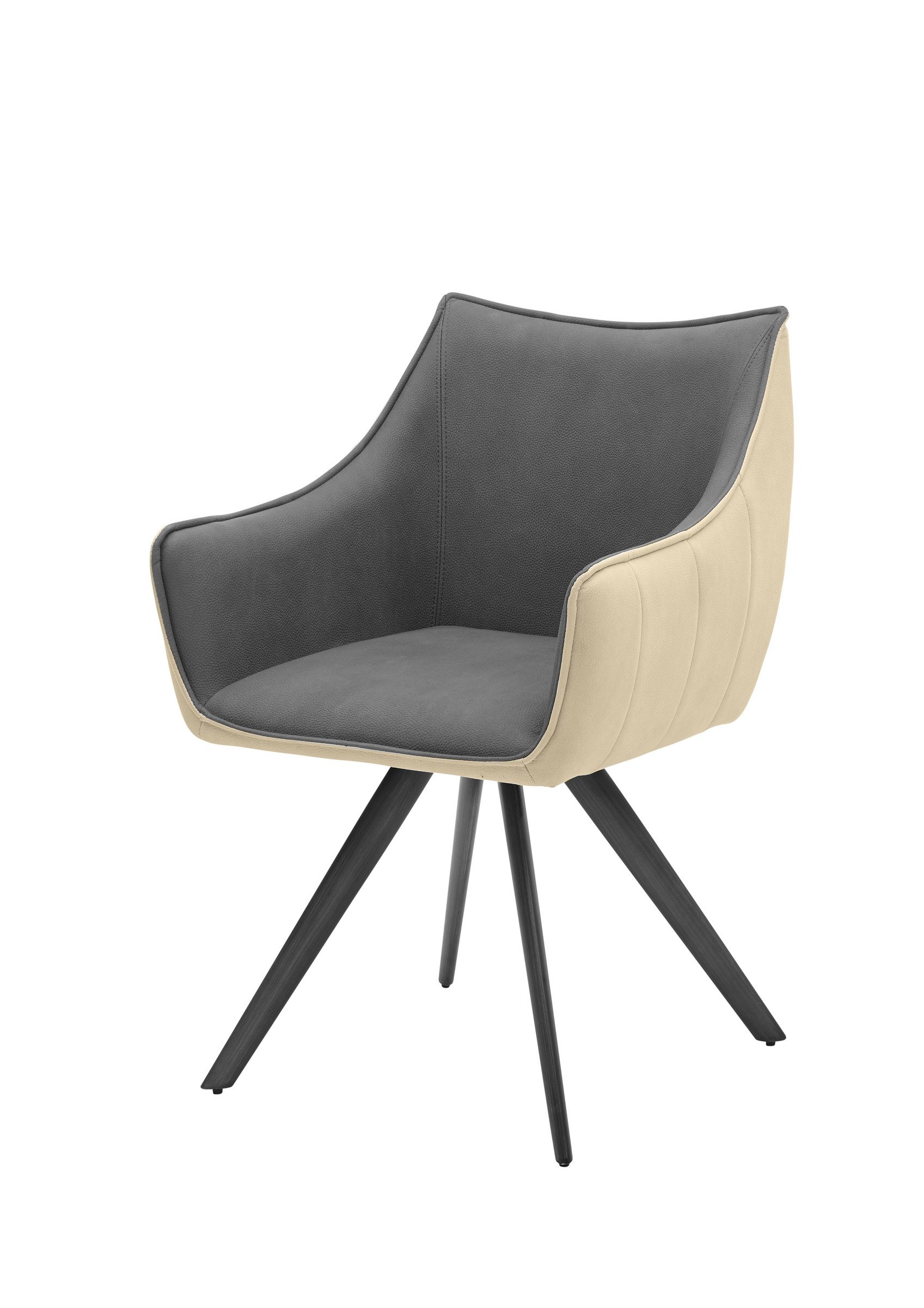 freiraum Armlehnstuhl Nicki, (2er Set) drehbar, grau / beige, schwarz - 61x88x62 (BxHxT)