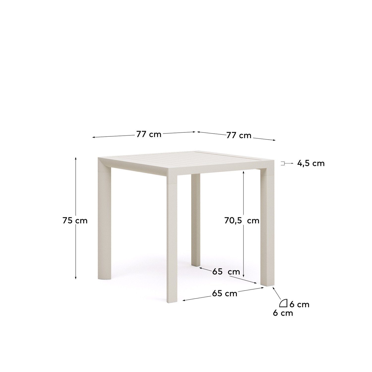 Aluminium Tisch x Natur24 Esstisch Culip cm Weiß Esstisch x Gartentisch 77 75 77