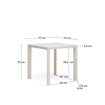 Natur24 Esstisch Gartentisch Culip 77 x 77 x 75 cm Aluminium Weiß Tisch Esstisch