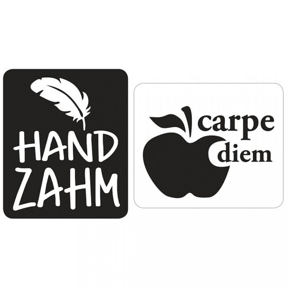 Rayher Messbecher Label handzahm, carpe diem, 25x30mm, SB-Btl 2 Stck