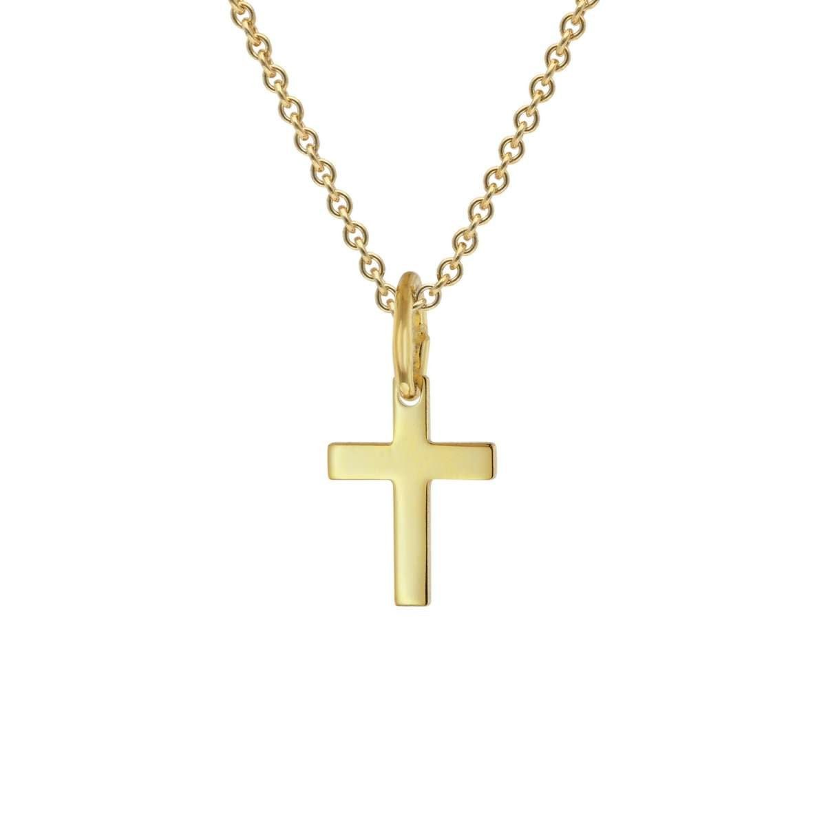 trendor Kreuzkette 28967, Kreuz-Anhänger 333 Gold Mit Vergoldeter Silberkette für Kinder