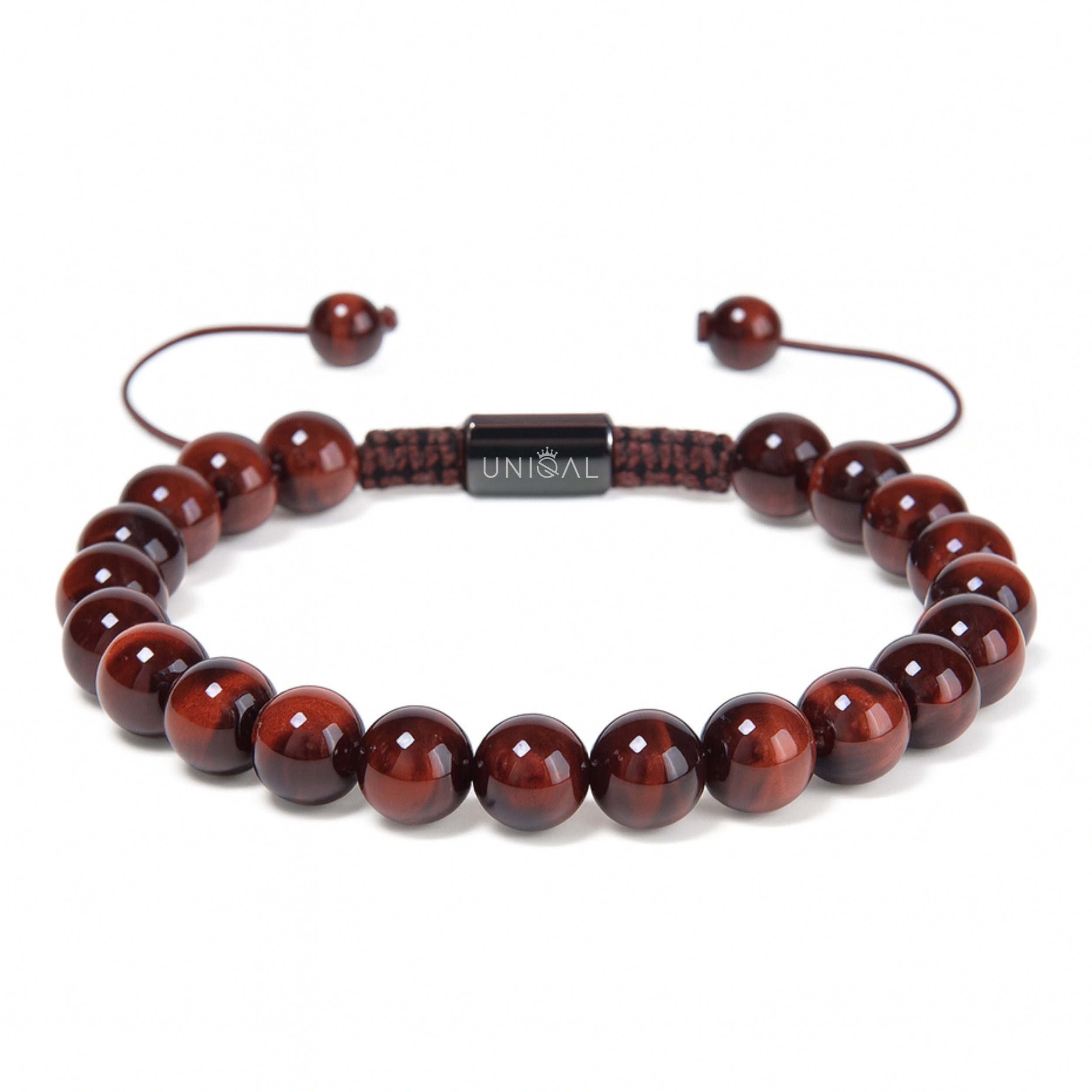 UNIQAL.de Perlenarmband aus Natur- & Edelstein – Unisex, 8 mm (einreihiges Natursteinarmband, verschiedene Farben & Steinsorten), verstellbar, handgefertigt