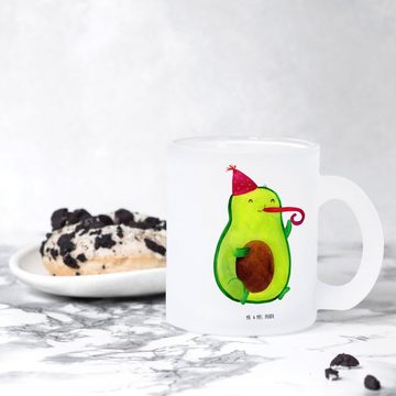 Mr. & Mrs. Panda Teeglas Avocado Geburtstag - Transparent - Geschenk, Teetasse, Glas Teetasse, Premium Glas, Edler Aufdruck