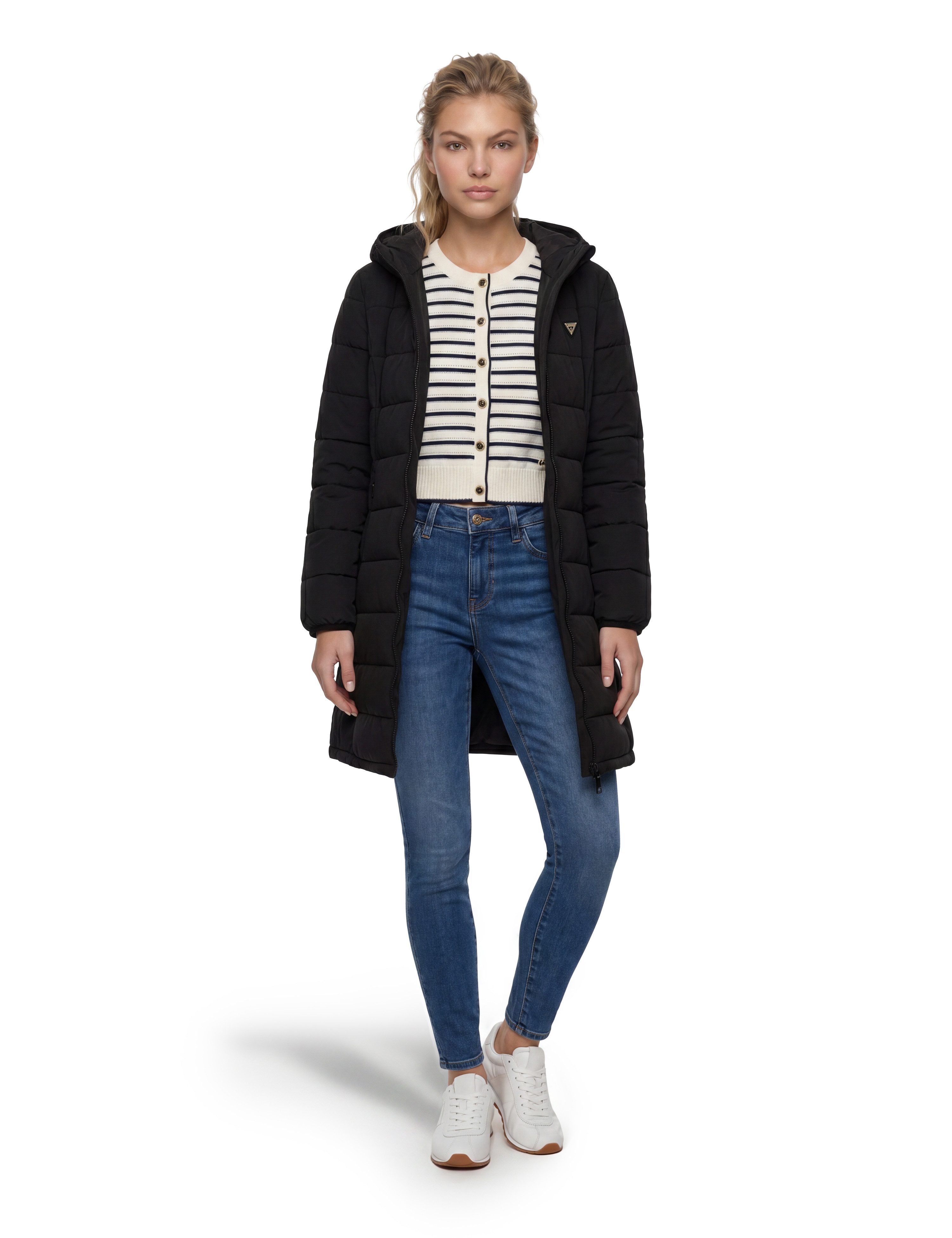 Guess Langjacke NEW ALETA LONG PUFFER JACKET in Stepp-Qualität, Kapuze
