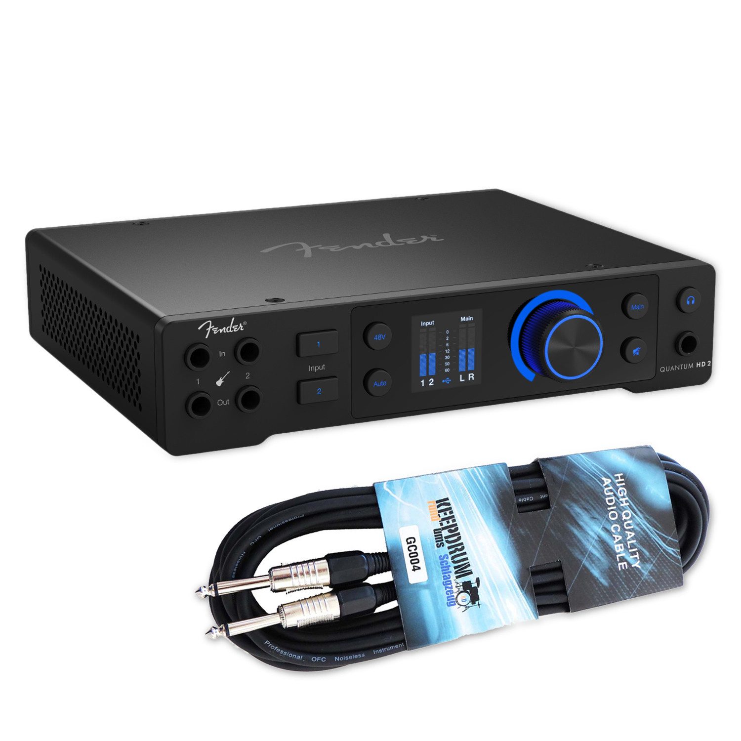Fender Fender Audio-Interface Quantum HD 2 20-Kanal mit Kabel Digitales Aufnahmegerät (Vorteils-Set mit Klinkenkabel)