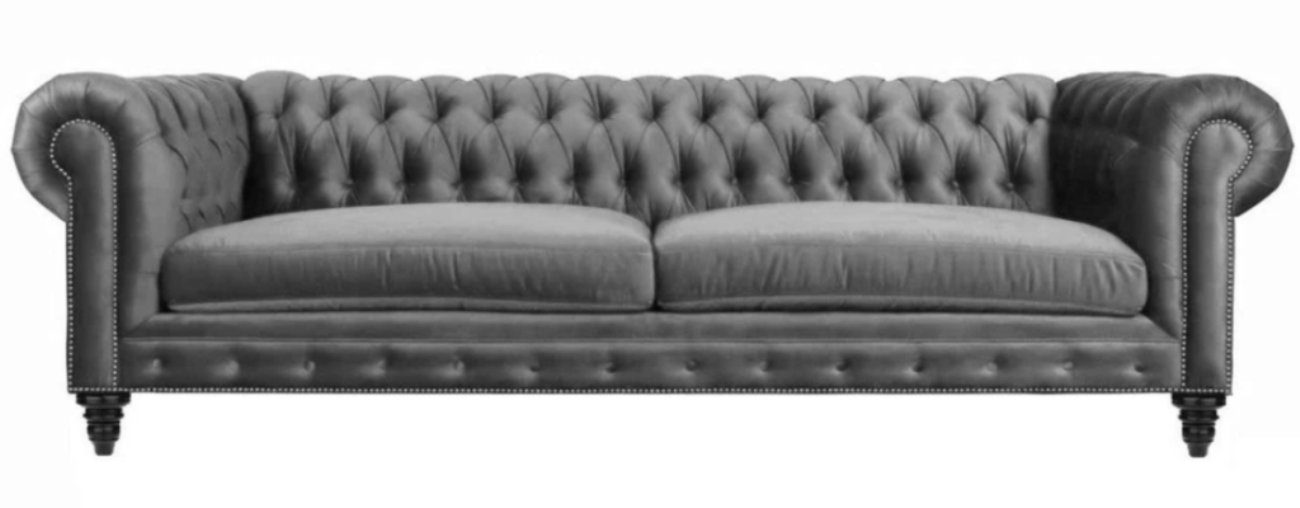 JVmoebel Chesterfield-Sofa Luxus klassischer Chesterfield Dreisitzer Polstermöbel Grau Neu, Made in Europe