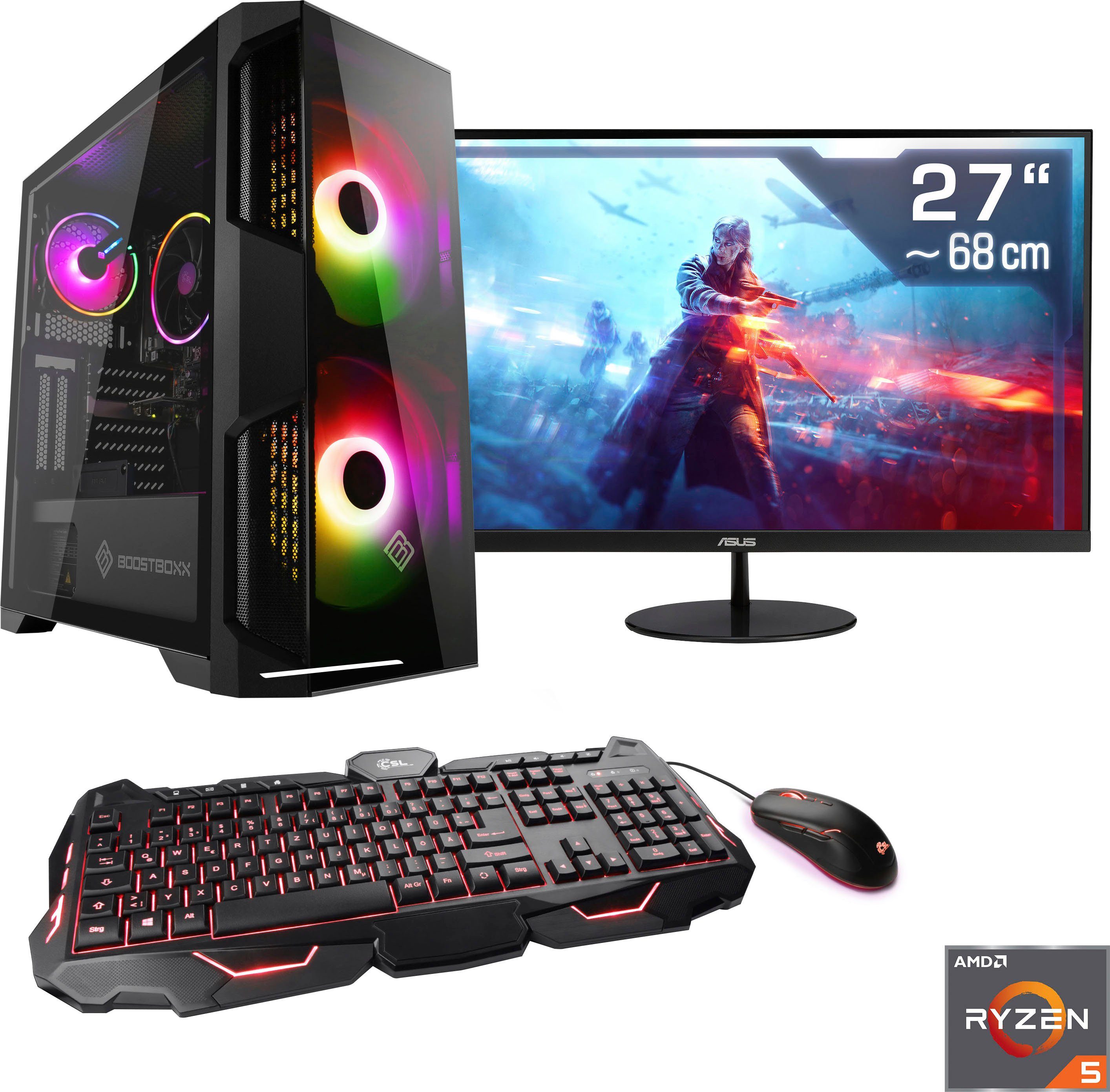 CSL Sprint T8986 Gaming-PC-Komplettsystem (27", AMD Ryzen 5 3400G, Radeon Vega 11, 16 GB RAM, 500 GB SSD) | PC-Komplettsysteme