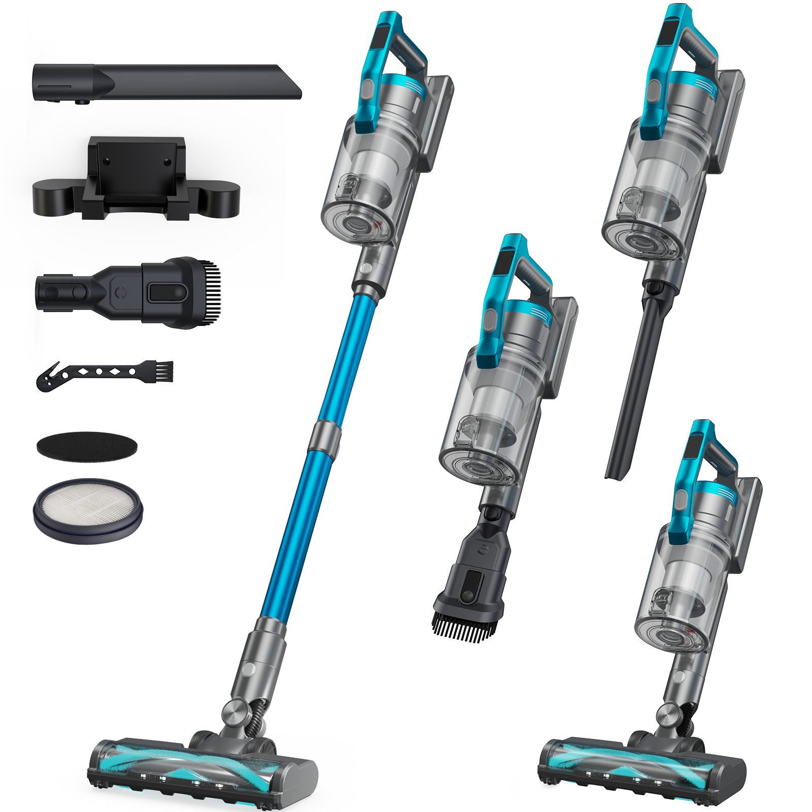 Hand-und Stielstaubsauger Akku Staubsauger Kabellos, 50KPA/600W/70Mins Handstaubsauger