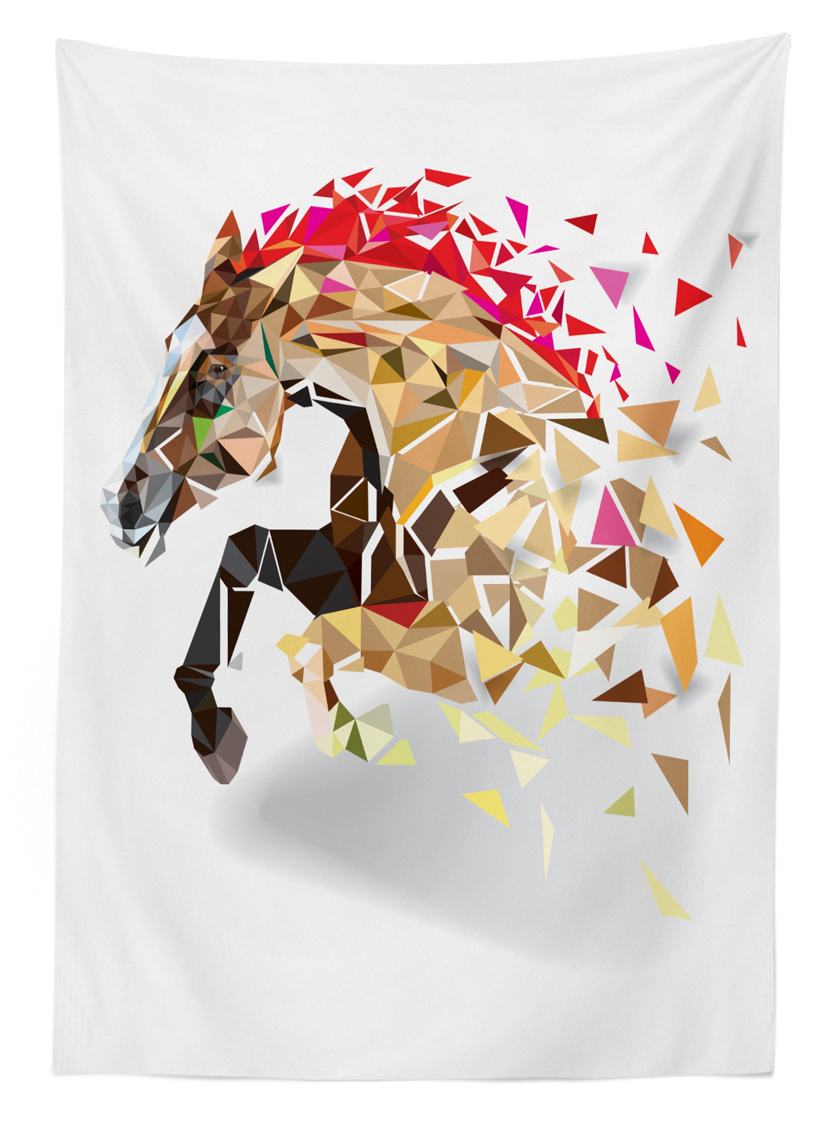 Für Tischdecke Kunst Bereich Farben, Farbfest den Abakuhaus Außen geeignet Wild Abstrakte Klare Horse Waschbar Tier