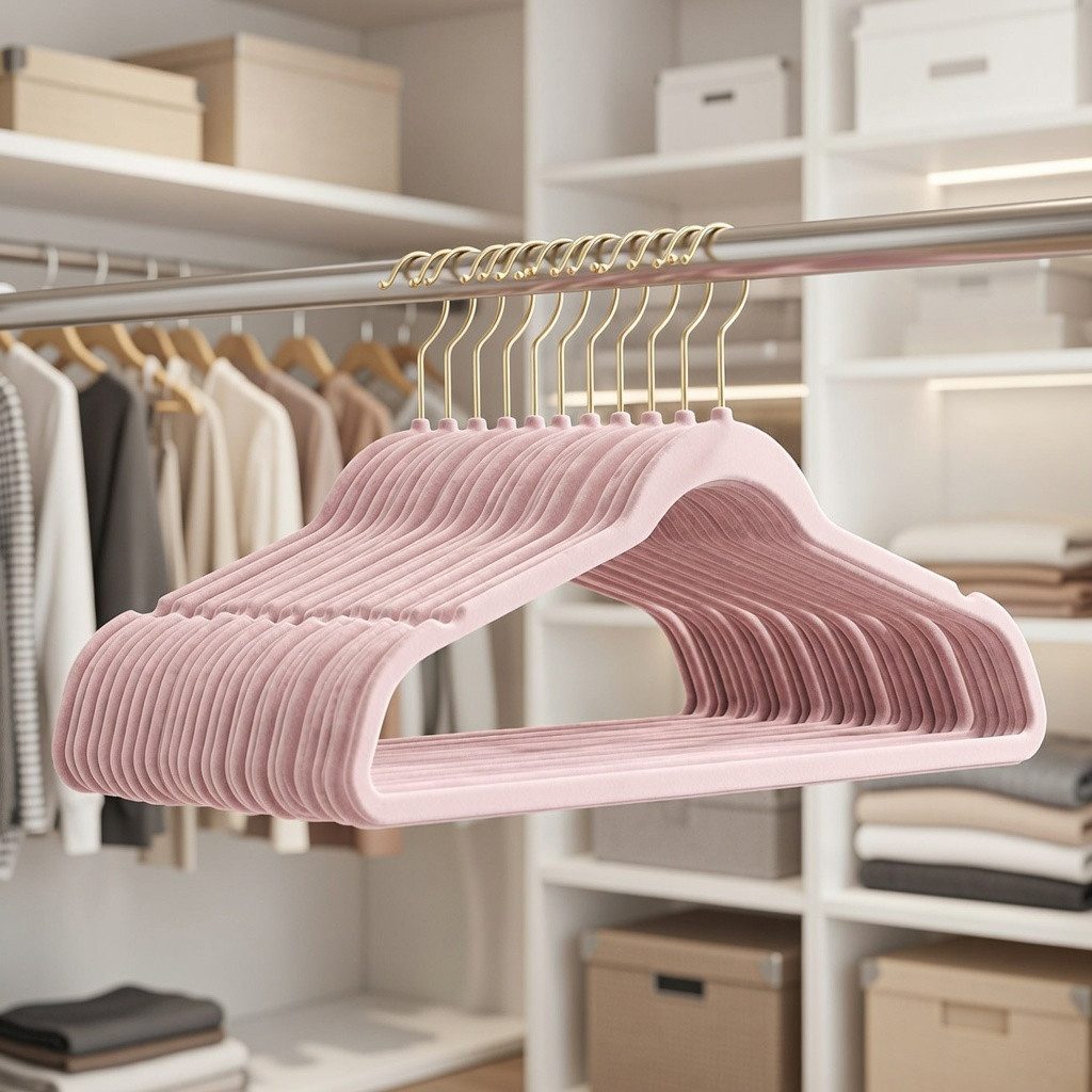 StickandShine Kleiderbügel Samt 50 Stück in verschiedenen Farben mit edlen Goldhaken im Set, (Spar-Set), Designbügel